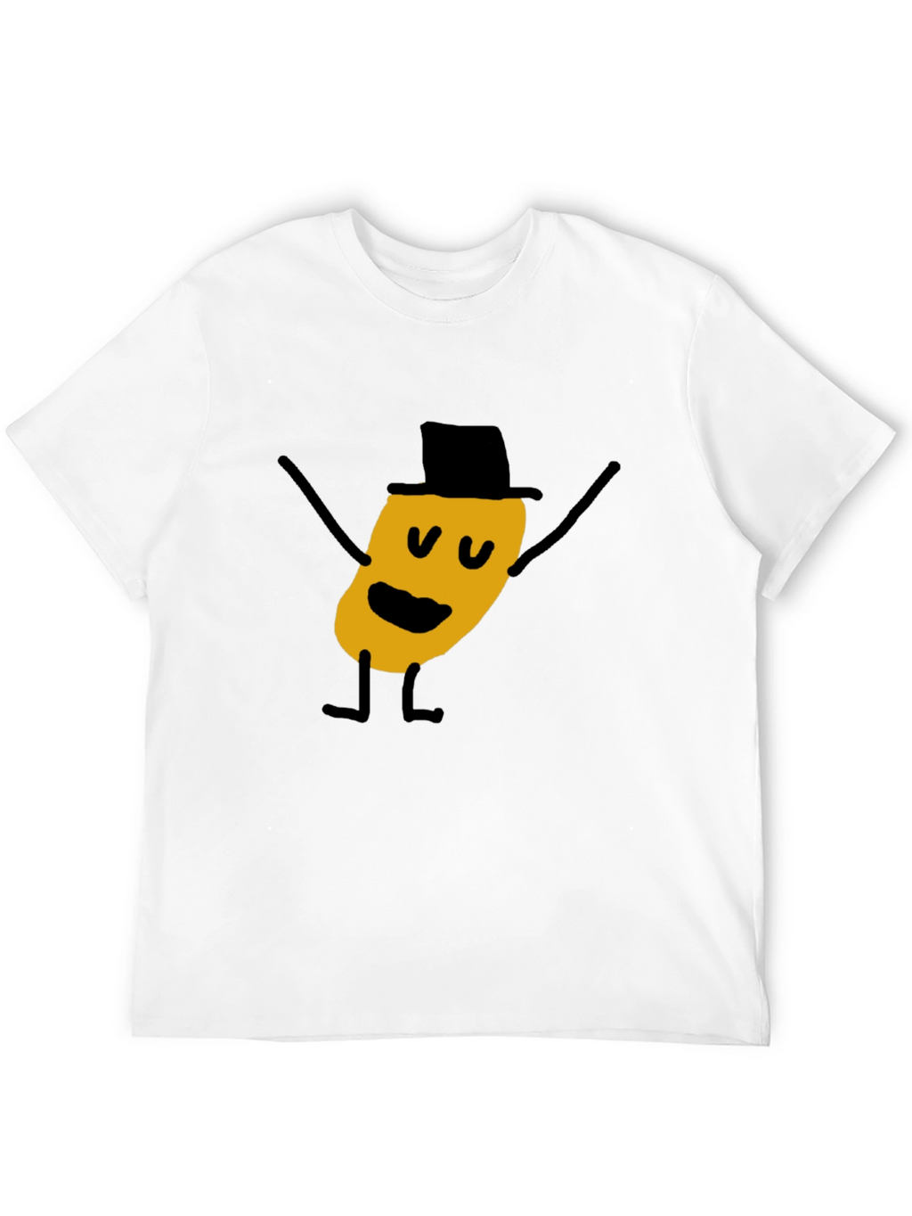 Whimsical Cartoon Character Black T-Shirt