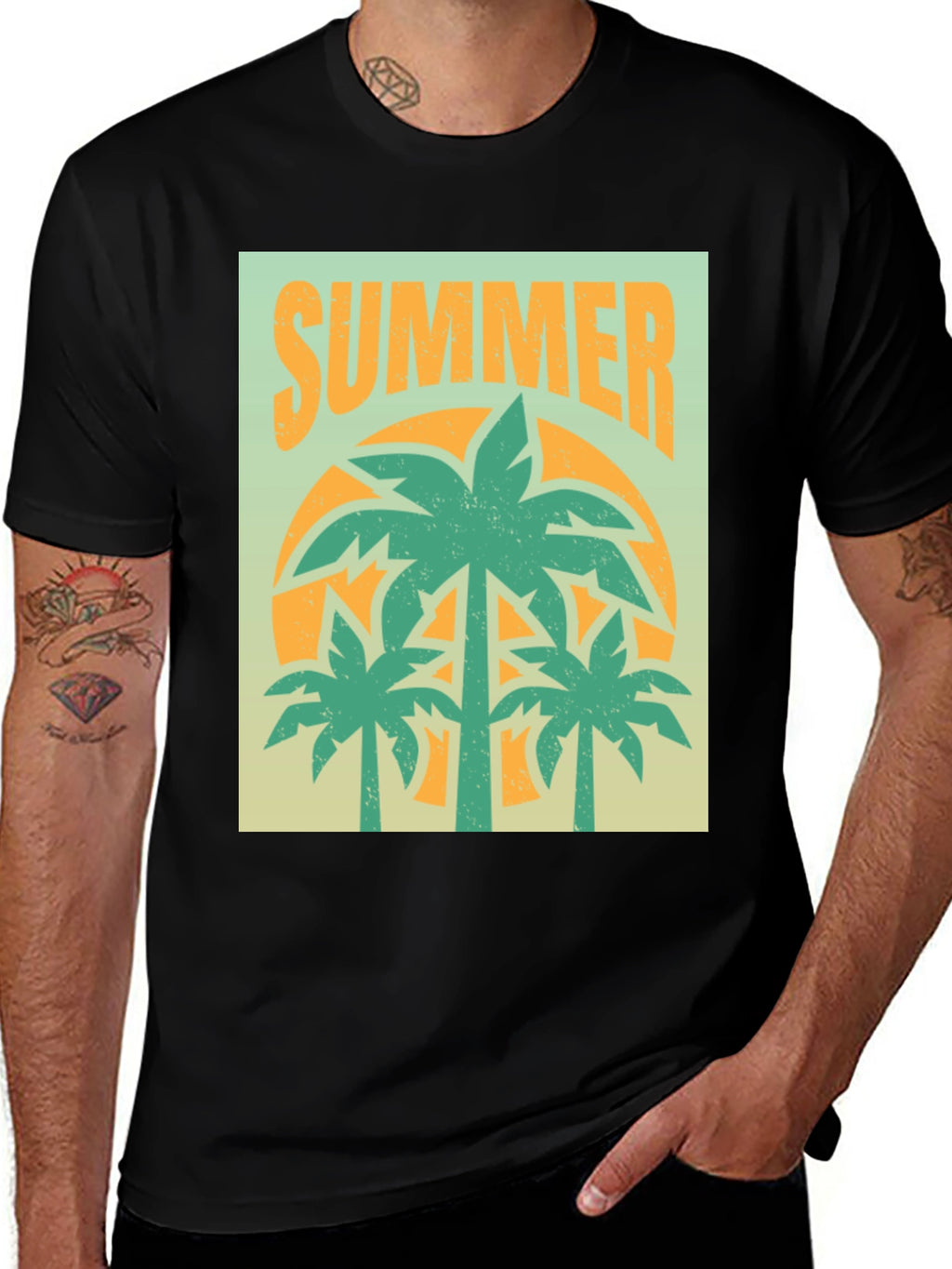 Summer Palm Tree Graphic T-Shirt