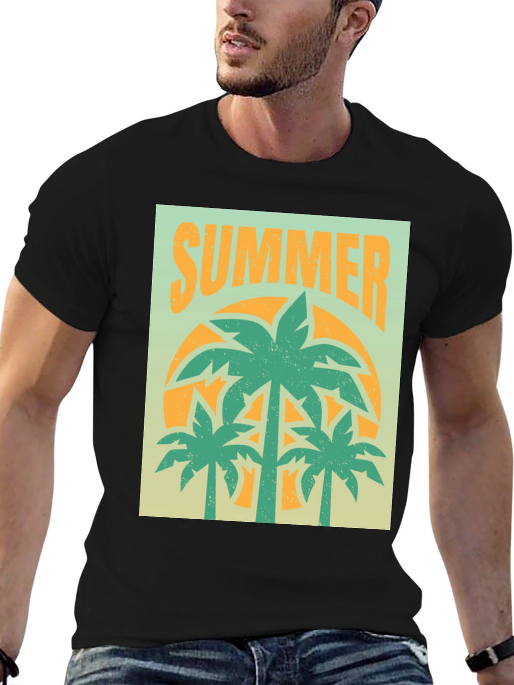Summer Palm Tree Graphic T-Shirt