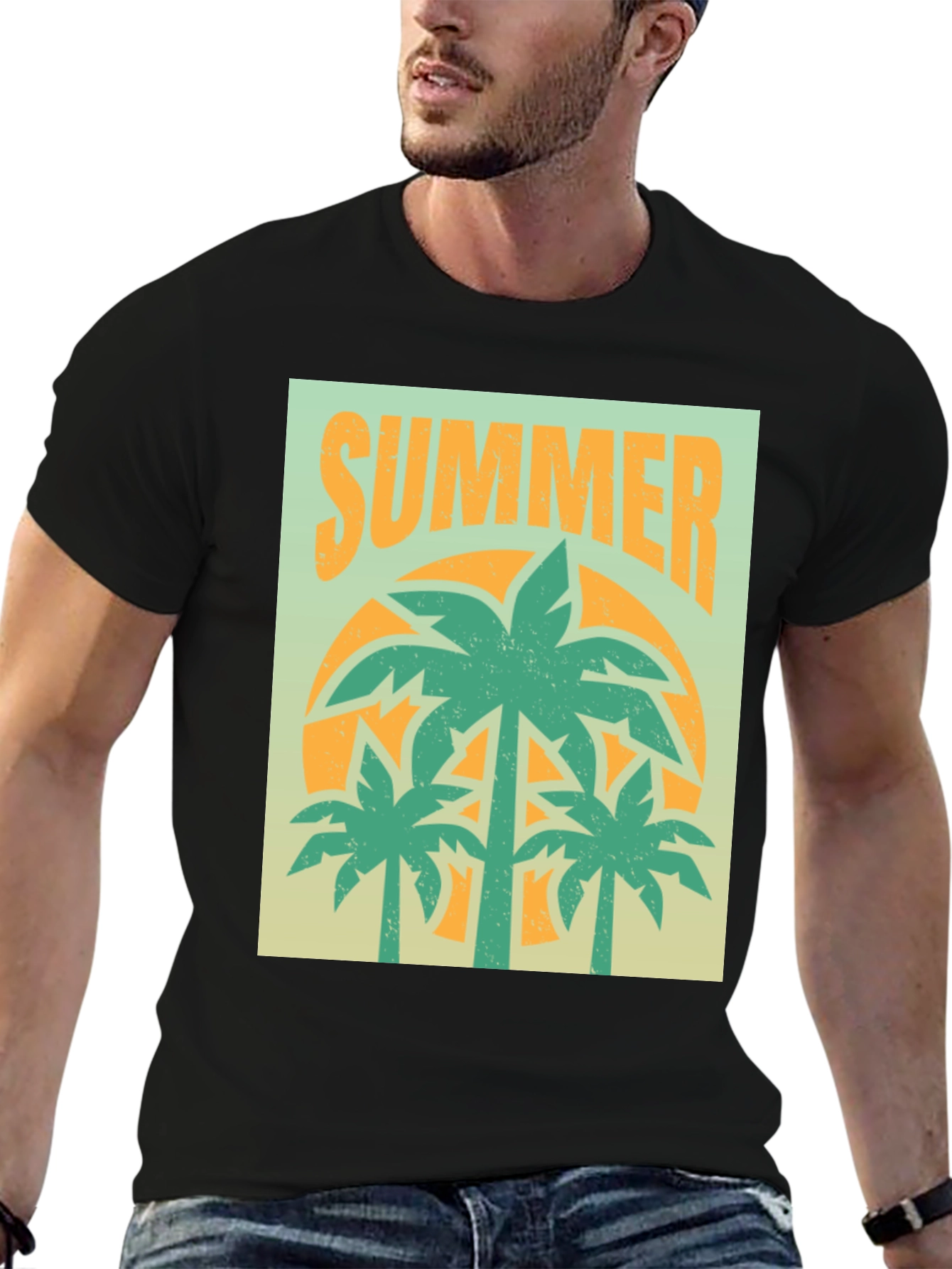 Summer Palm Tree Graphic T-Shirt