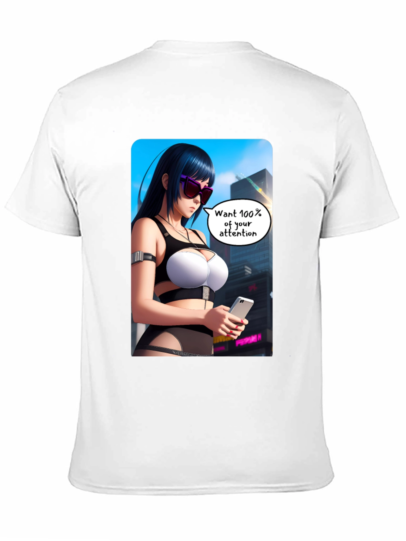 Anime Girl Graphic T-Shirt - 100% Attention