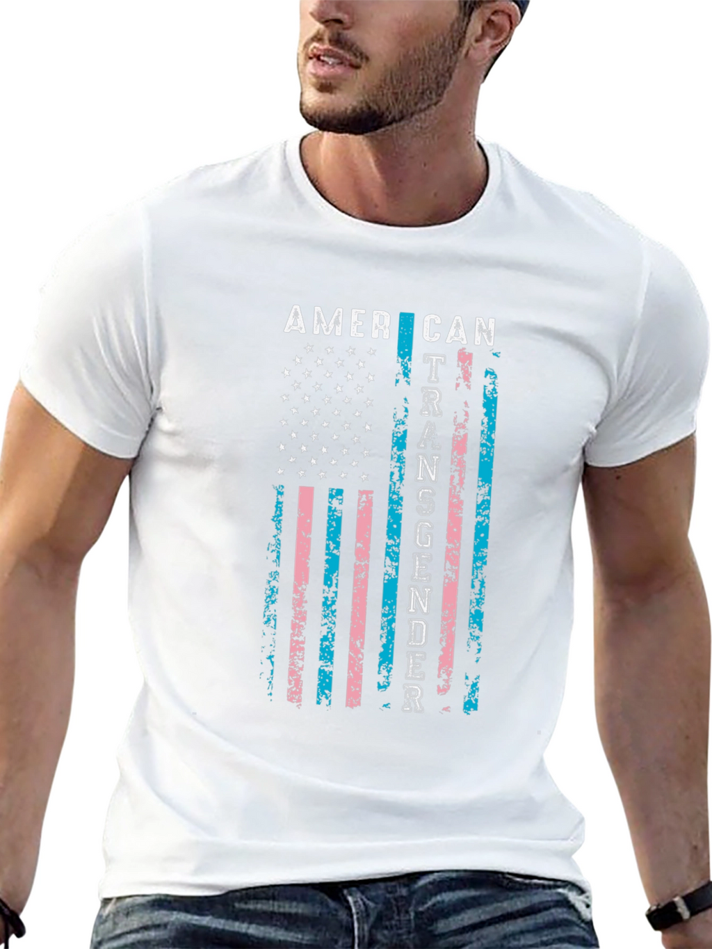 American Transgender Flag Black T-Shirt