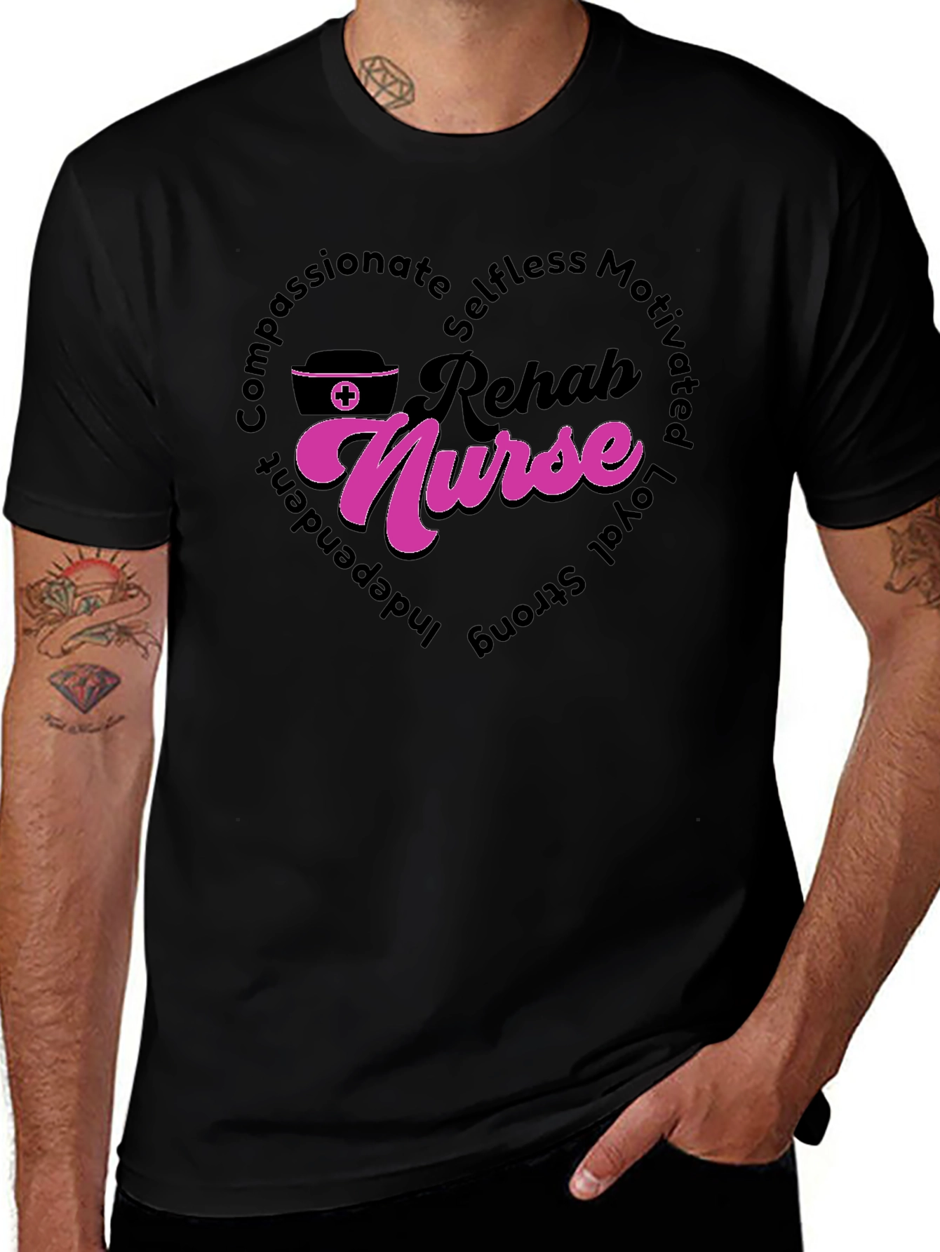 Rehab Nurse T-Shirt: Compassionate Selfless and Strong