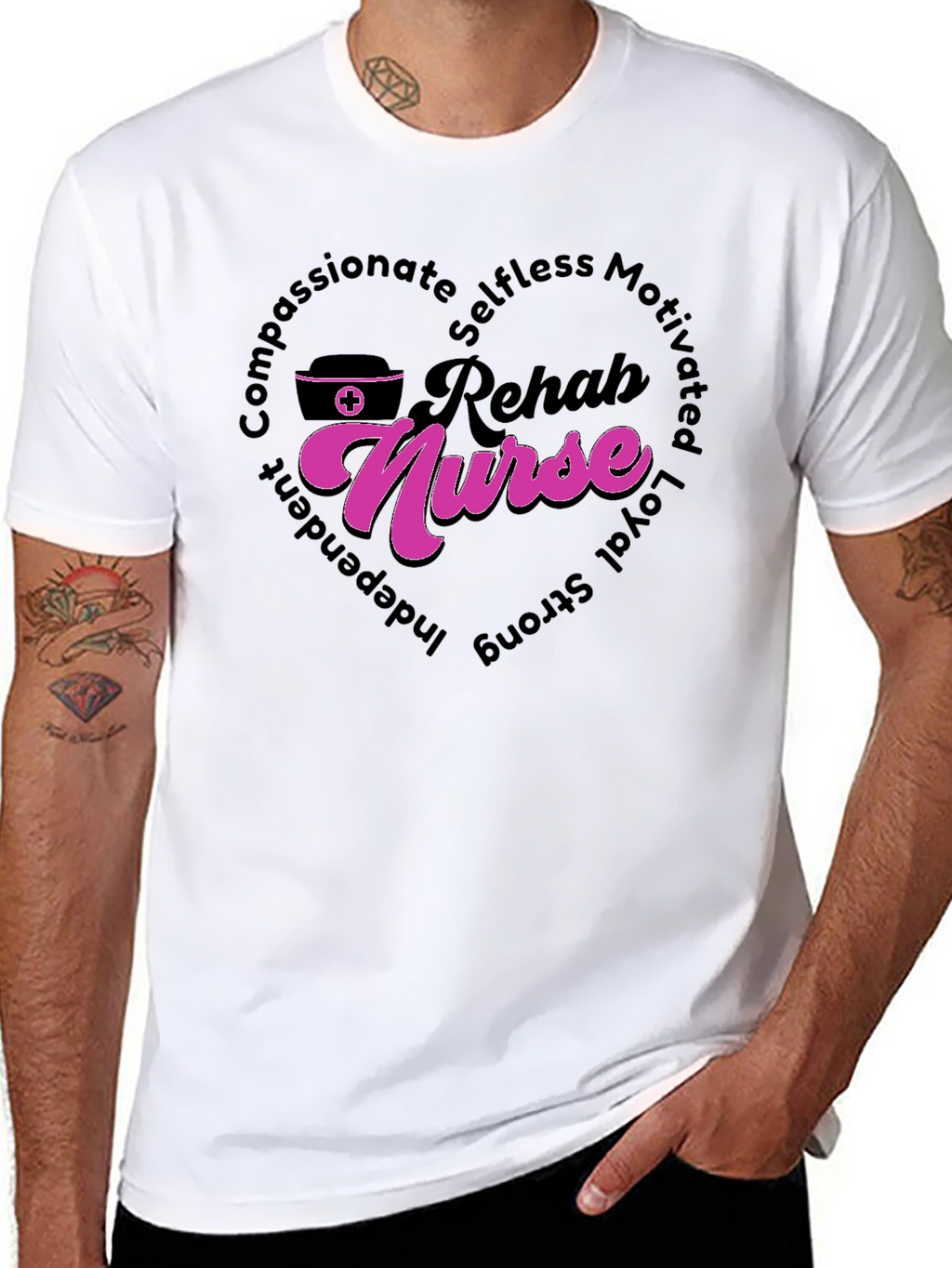 Rehab Nurse T-Shirt: Compassionate Selfless and Strong