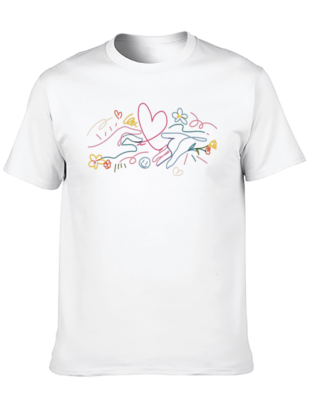 Heart Connection Graphic Tee - Soft Black Cotton T-Shirt