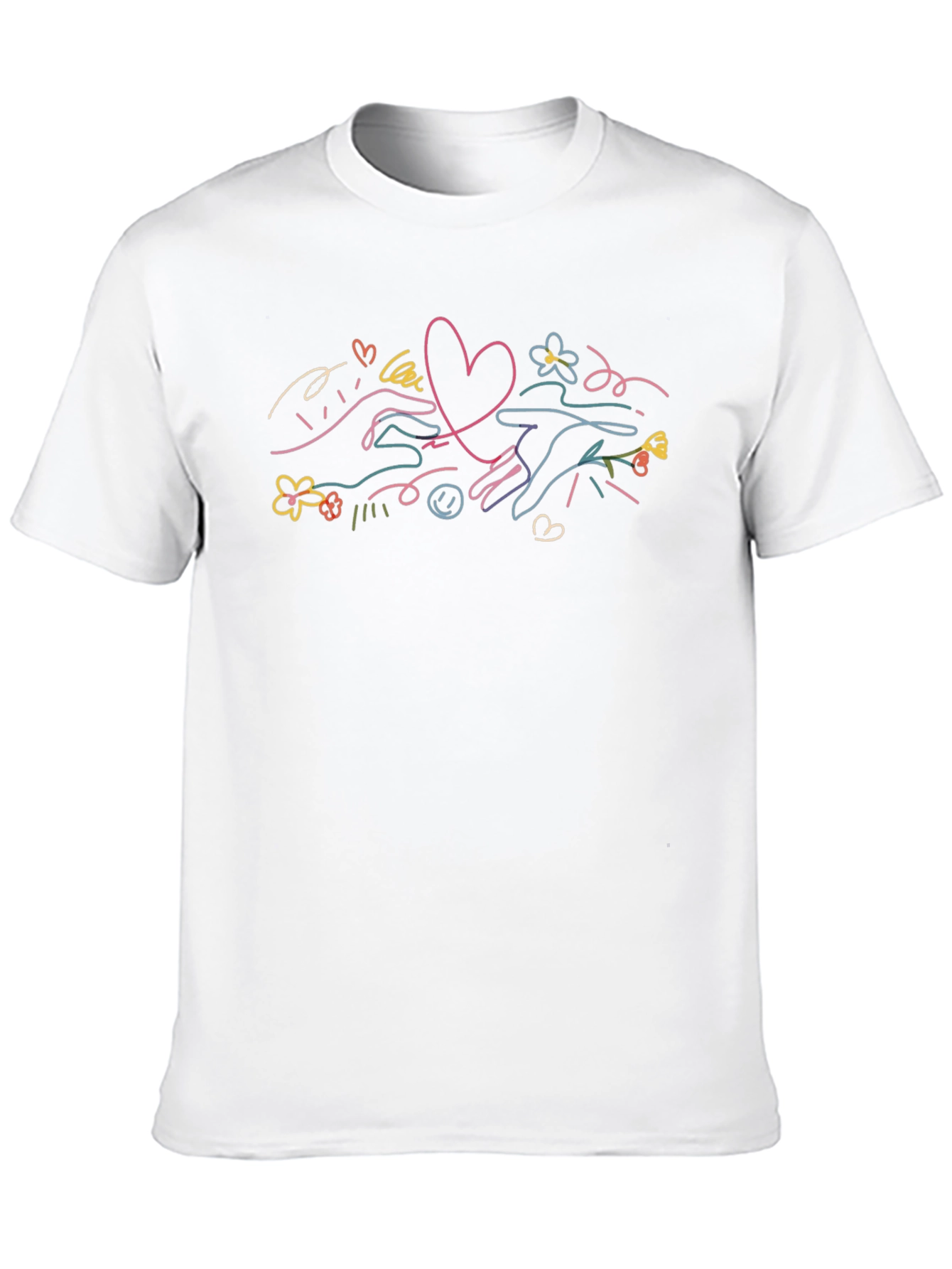 Heart Connection Graphic Tee - Soft Black Cotton T-Shirt