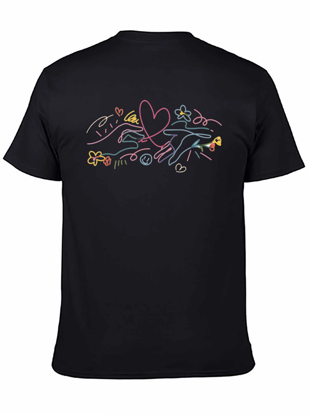 Heart Connection Graphic Tee - Soft Black Cotton T-Shirt