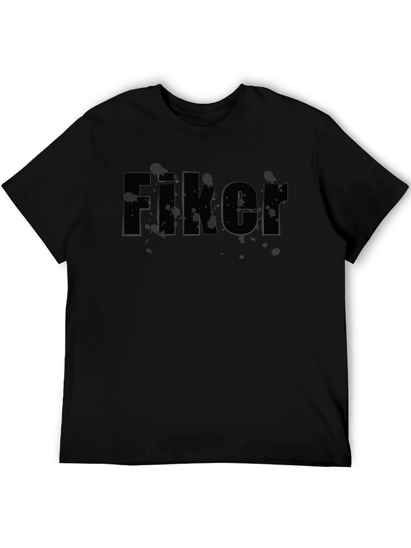 Mens Black Fiker Graphic Print T-Shirt