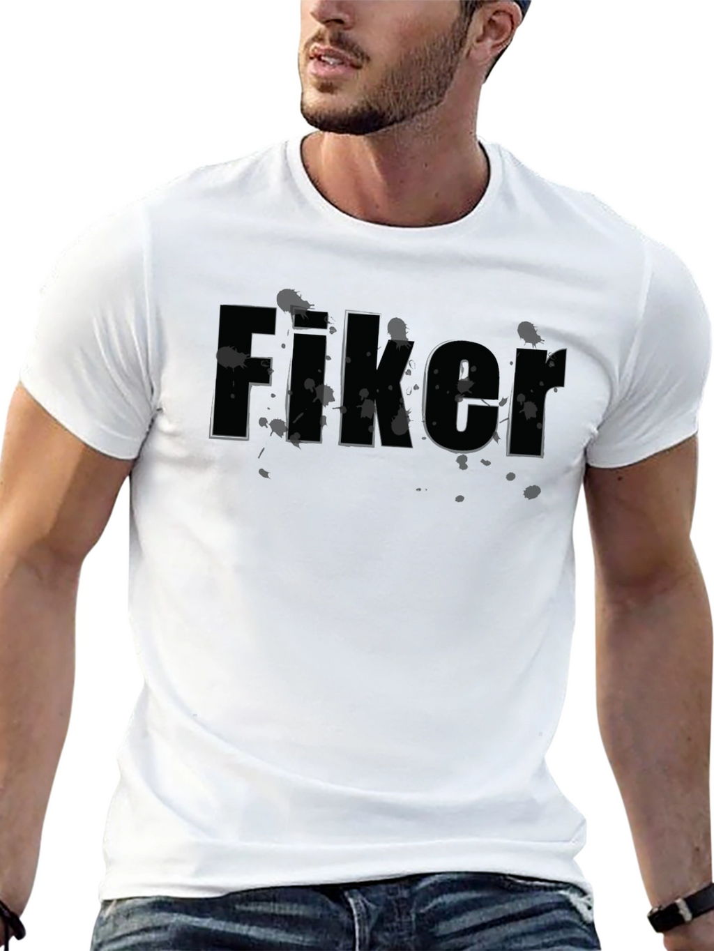 Mens Black Fiker Graphic Print T-Shirt