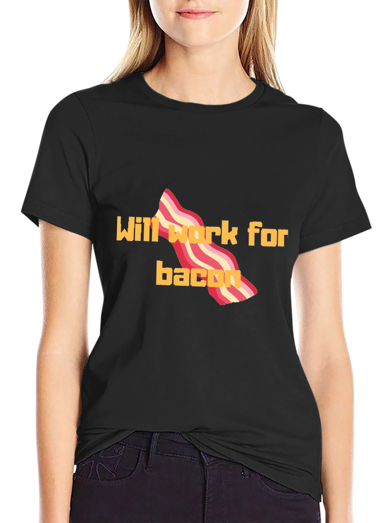 Will Work For Bacon T-Shirt Funny Tee