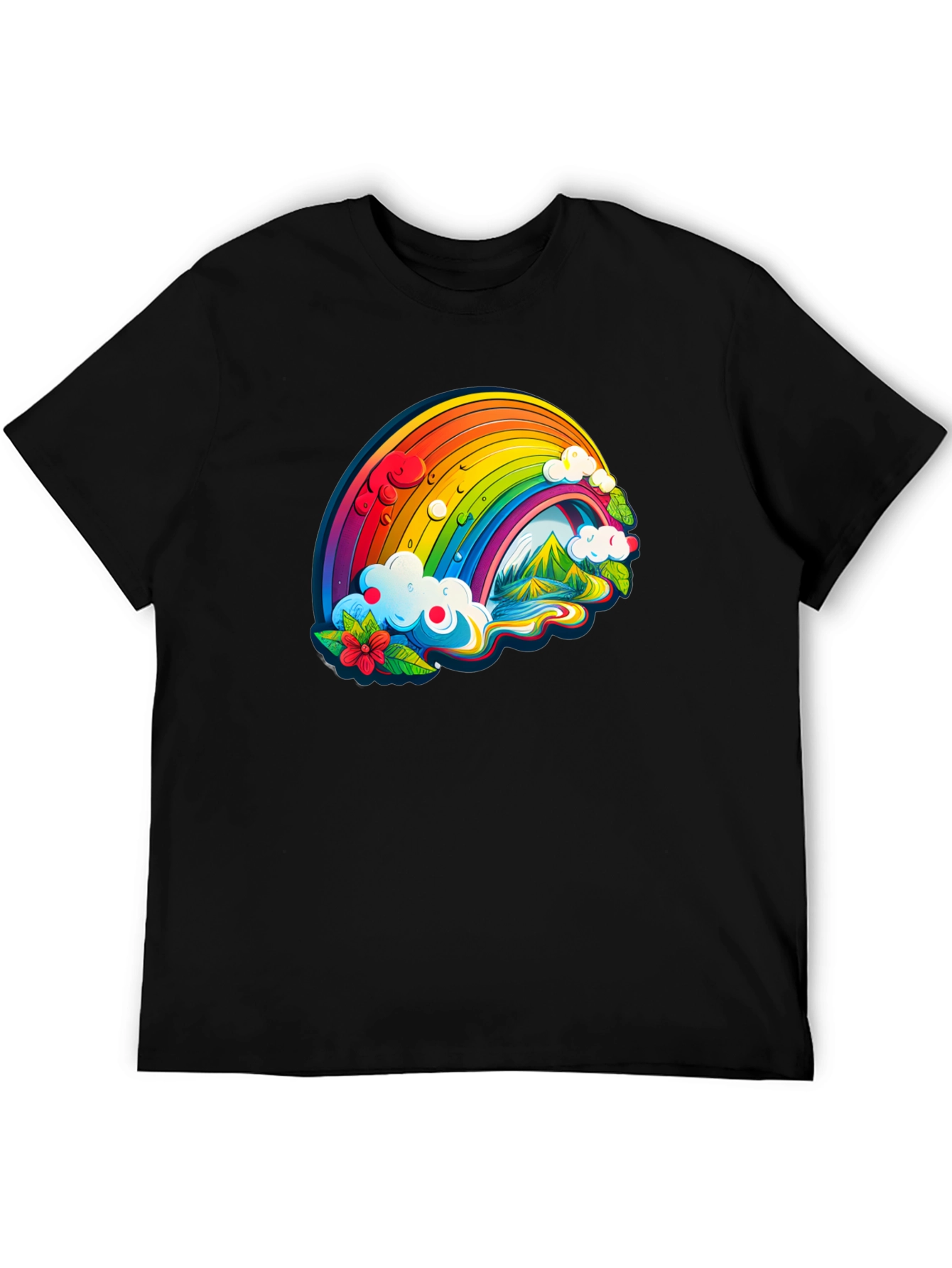Rainbow Graphic Tee - Colorful Design Soft Cotton