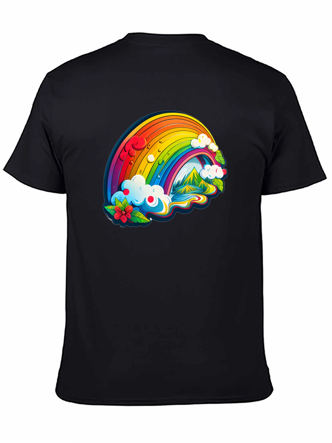 Rainbow Graphic Tee - Colorful Design Soft Cotton