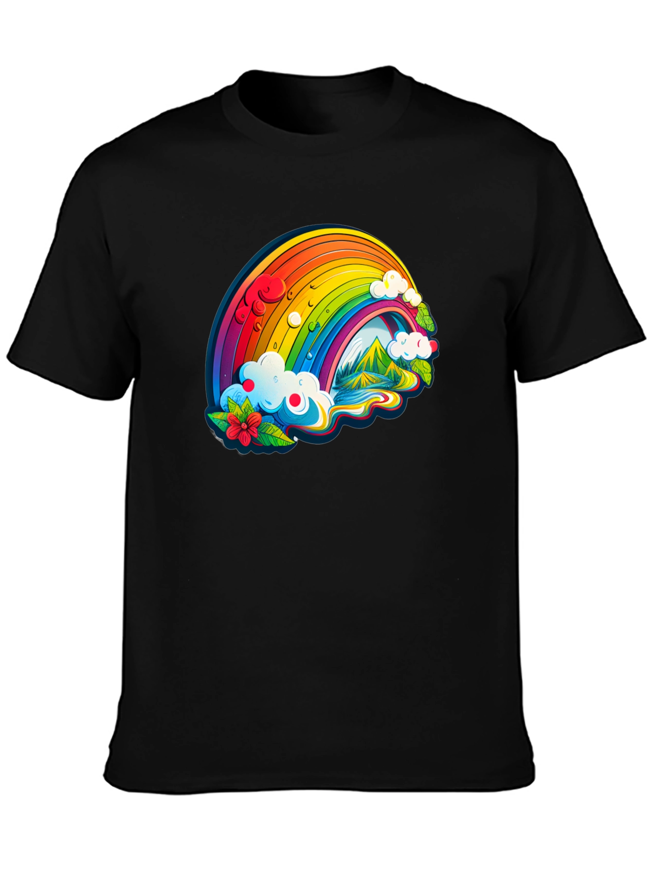 Rainbow Graphic Tee - Colorful Design Soft Cotton