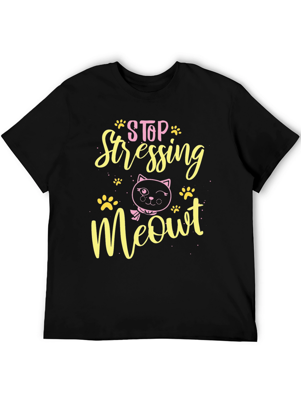 Stop Stressing Meowt Black T-Shirt