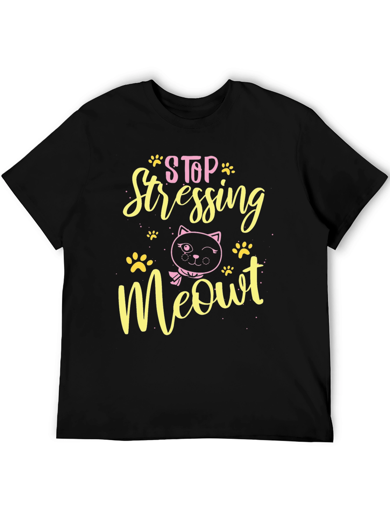 Stop Stressing Meowt Black T-Shirt