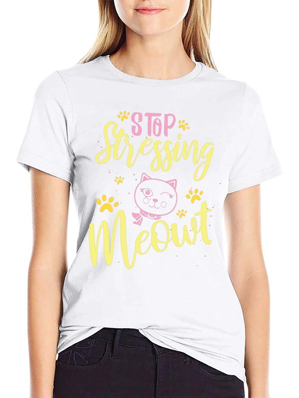 Stop Stressing Meowt Black T-Shirt
