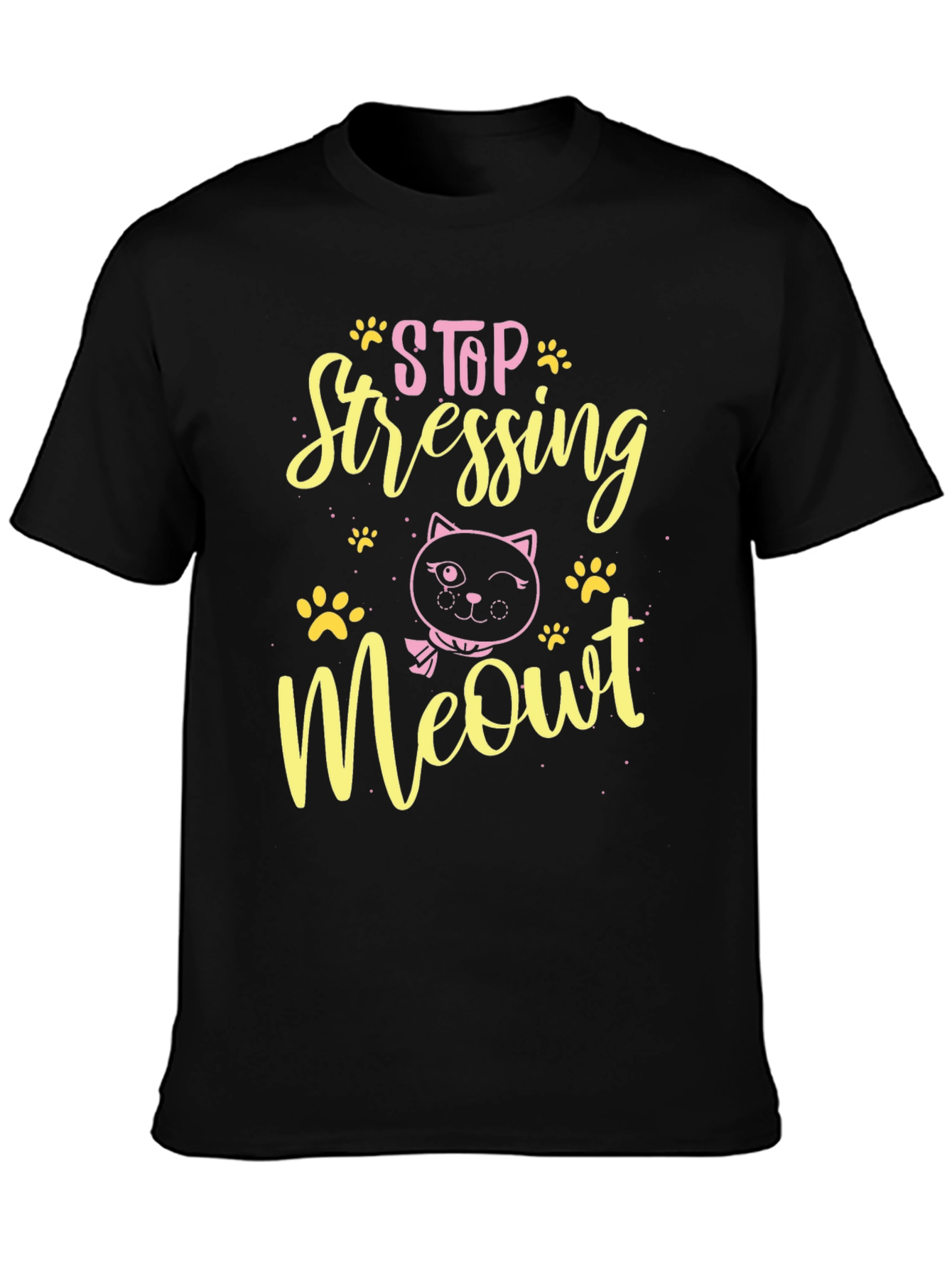 Stop Stressing Meowt Black T-Shirt