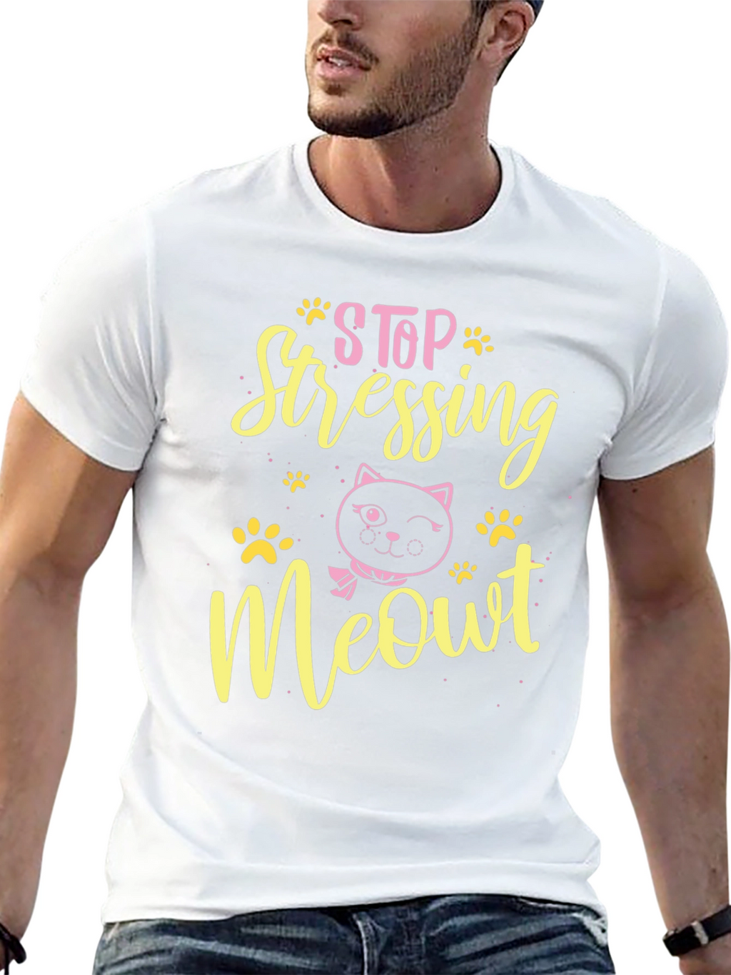 Stop Stressing Meowt Black T-Shirt