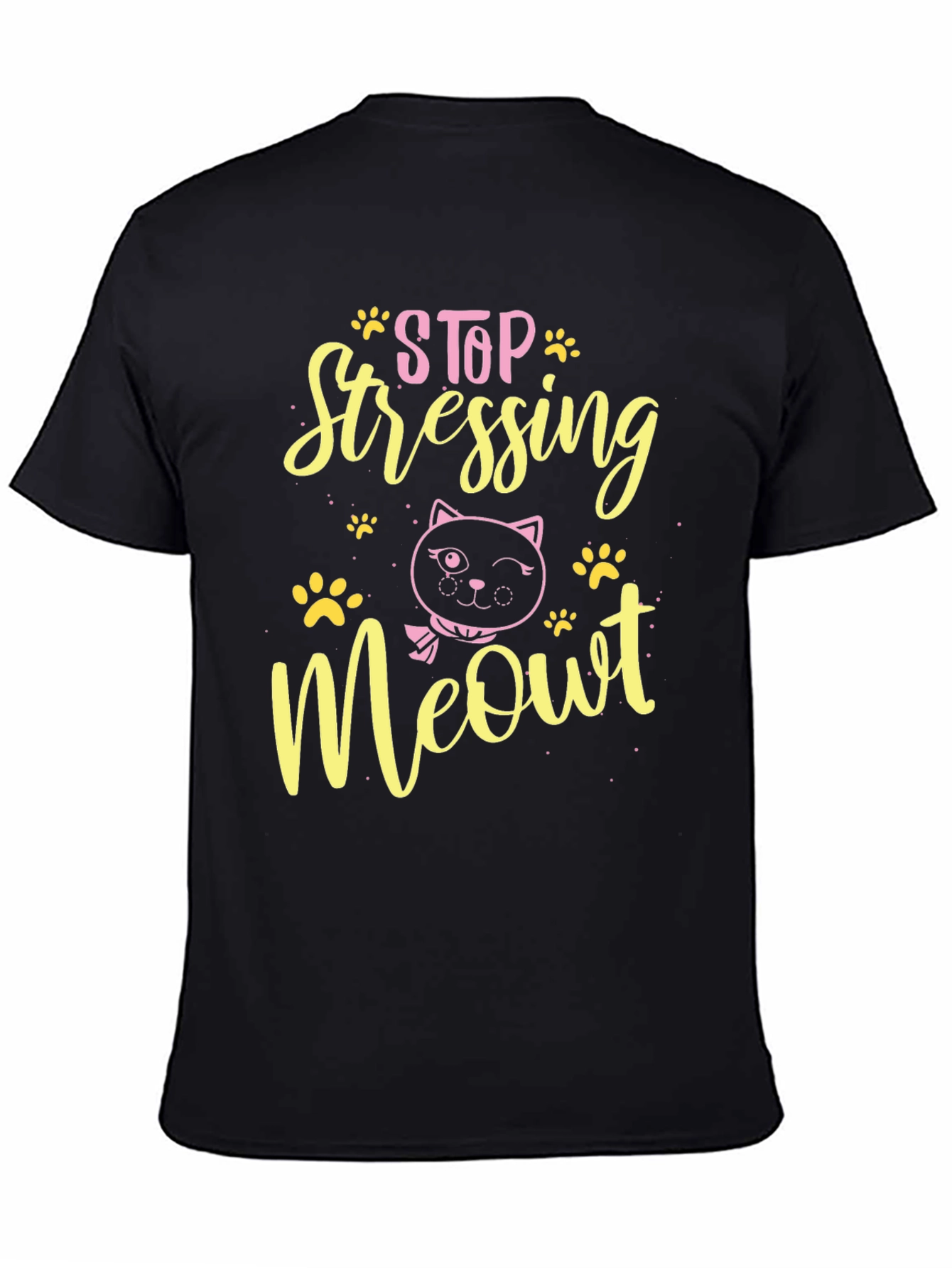 Stop Stressing Meowt Black T-Shirt