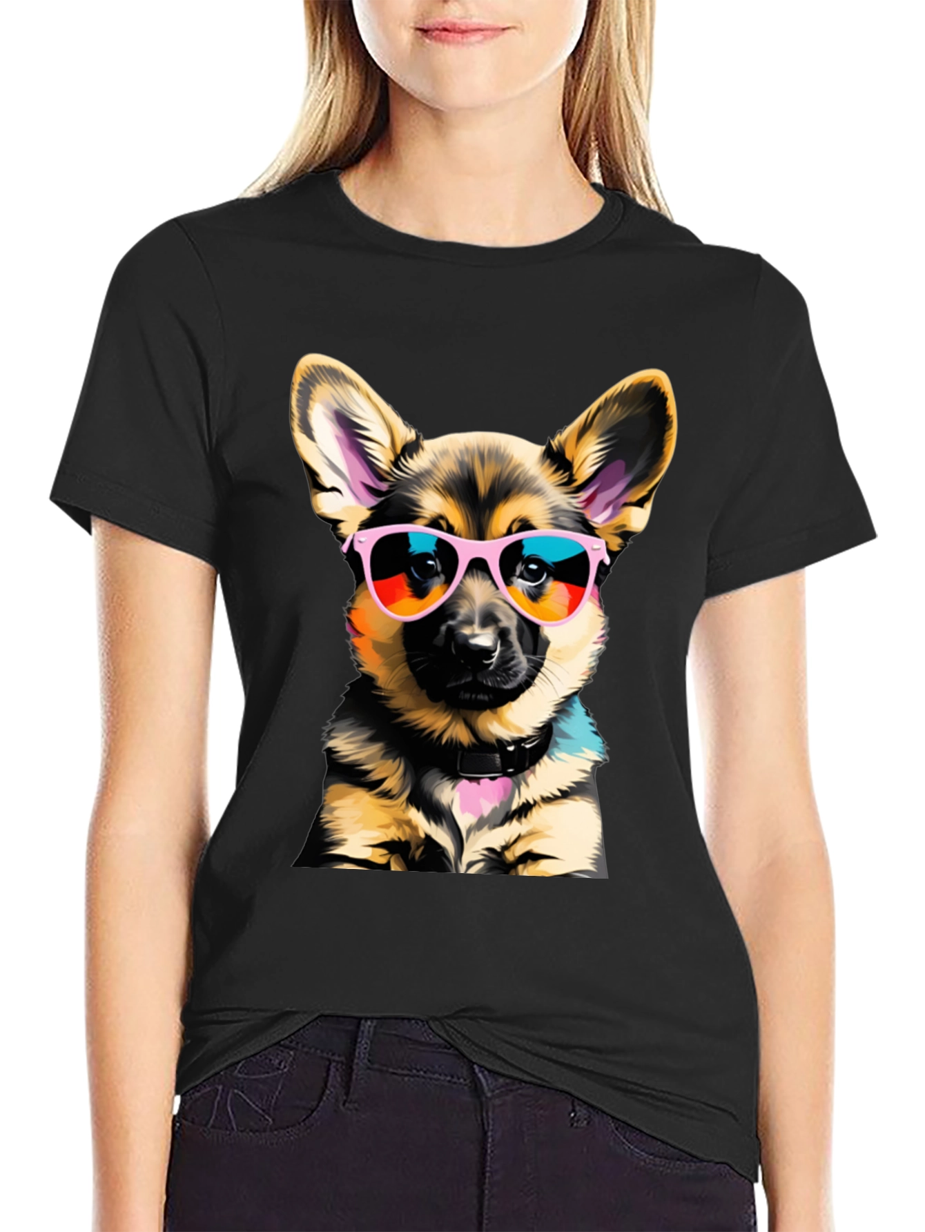 Cool Dog T-Shirt: German Shepherd Puppy in Shades
