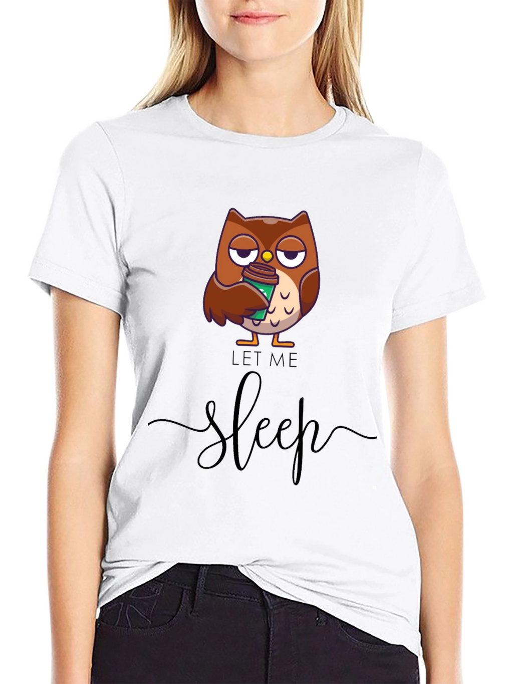 Let Me Sleep Owl T-Shirt - Coffee Lover Tee