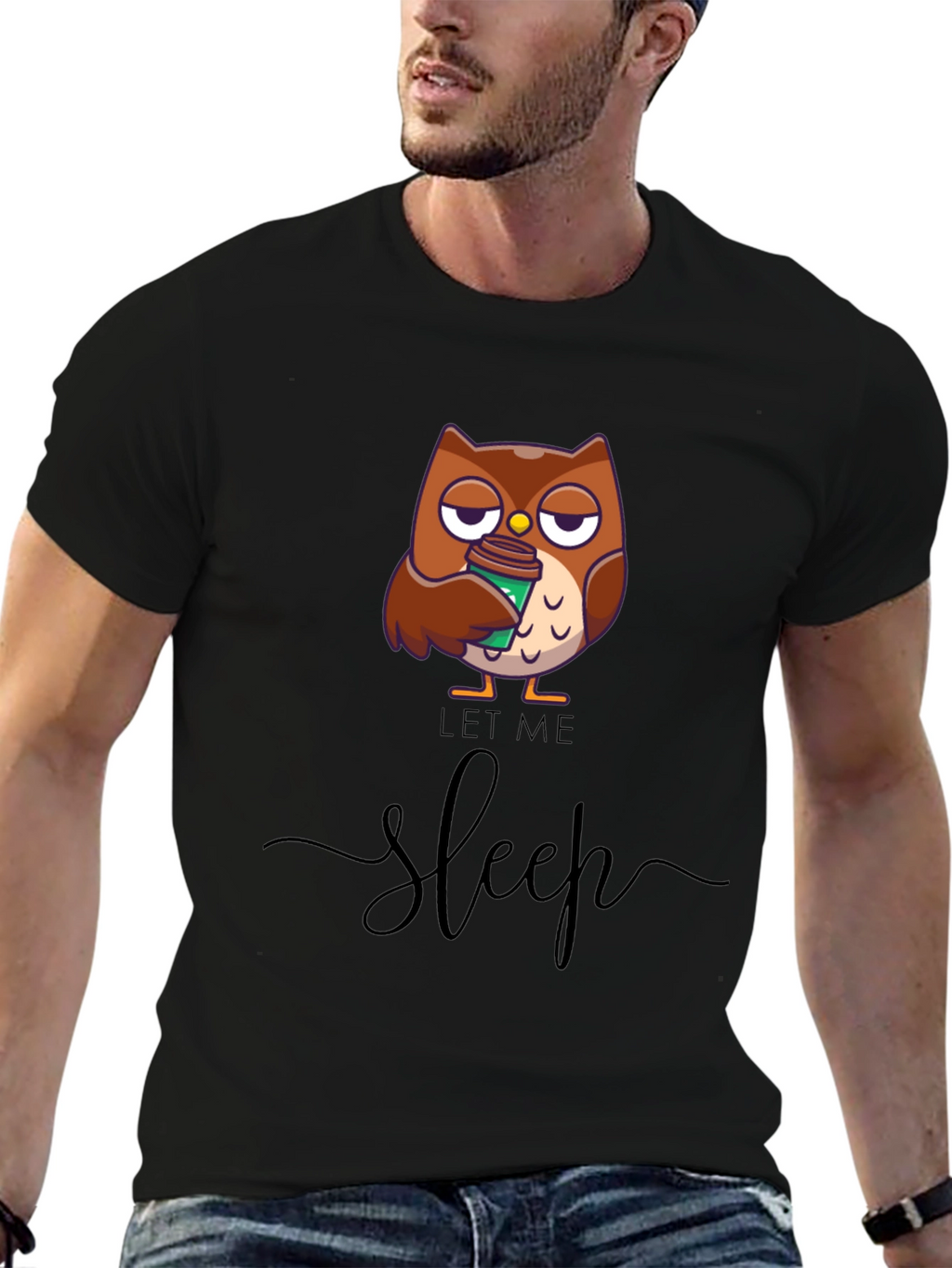 Let Me Sleep Owl T-Shirt - Coffee Lover Tee