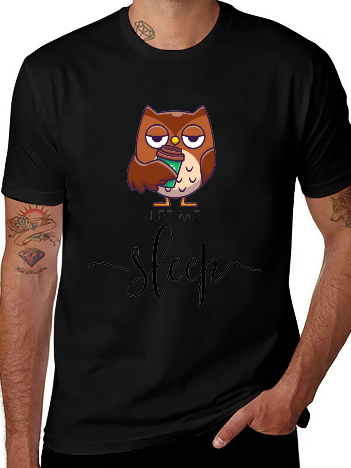 Let Me Sleep Owl T-Shirt - Coffee Lover Tee