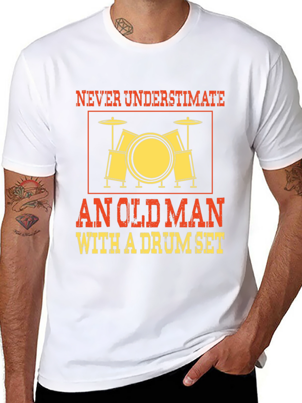 Never Underestimate Old Man Drum Set T-Shirt