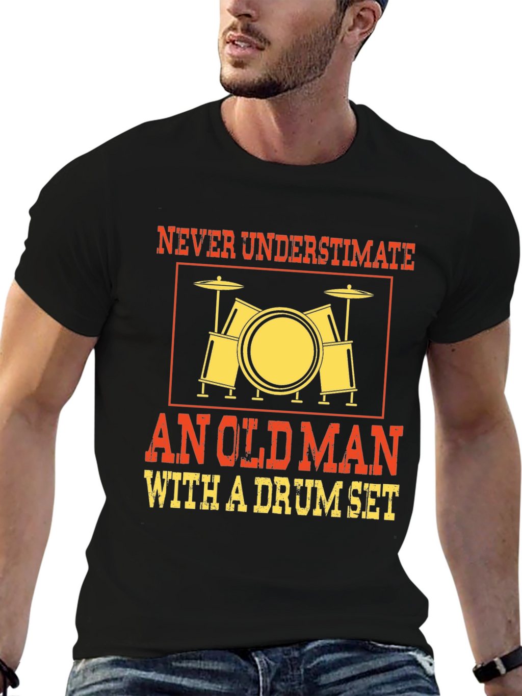 Never Underestimate Old Man Drum Set T-Shirt