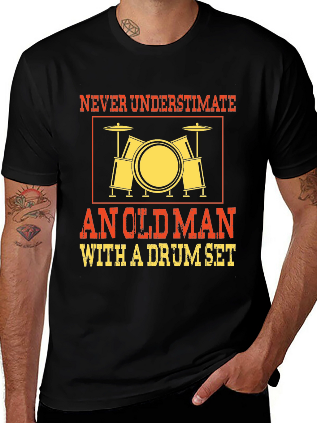 Never Underestimate Old Man Drum Set T-Shirt
