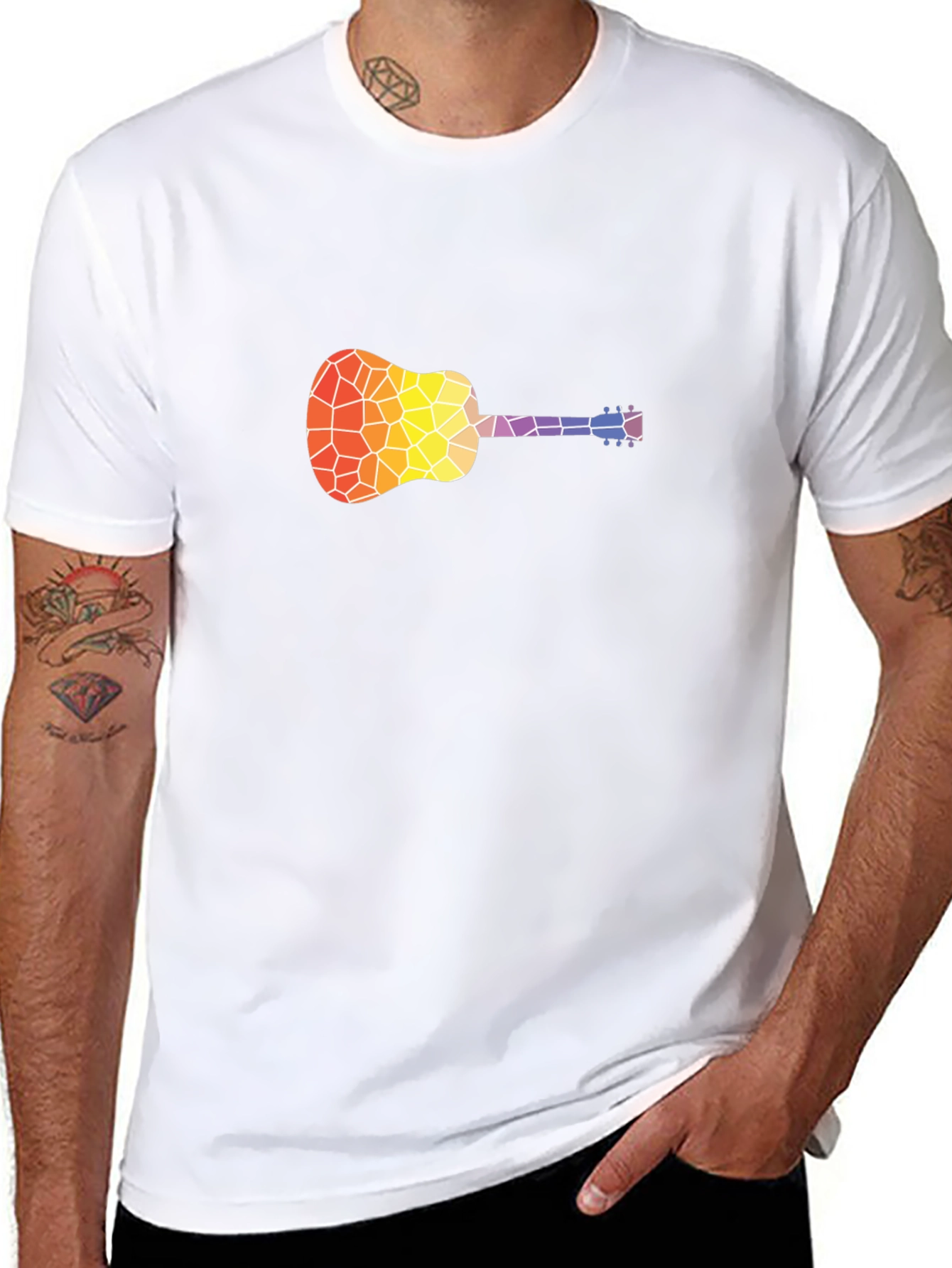 Mosaic Guitar Graphic T-Shirt - Stylish Music Tee