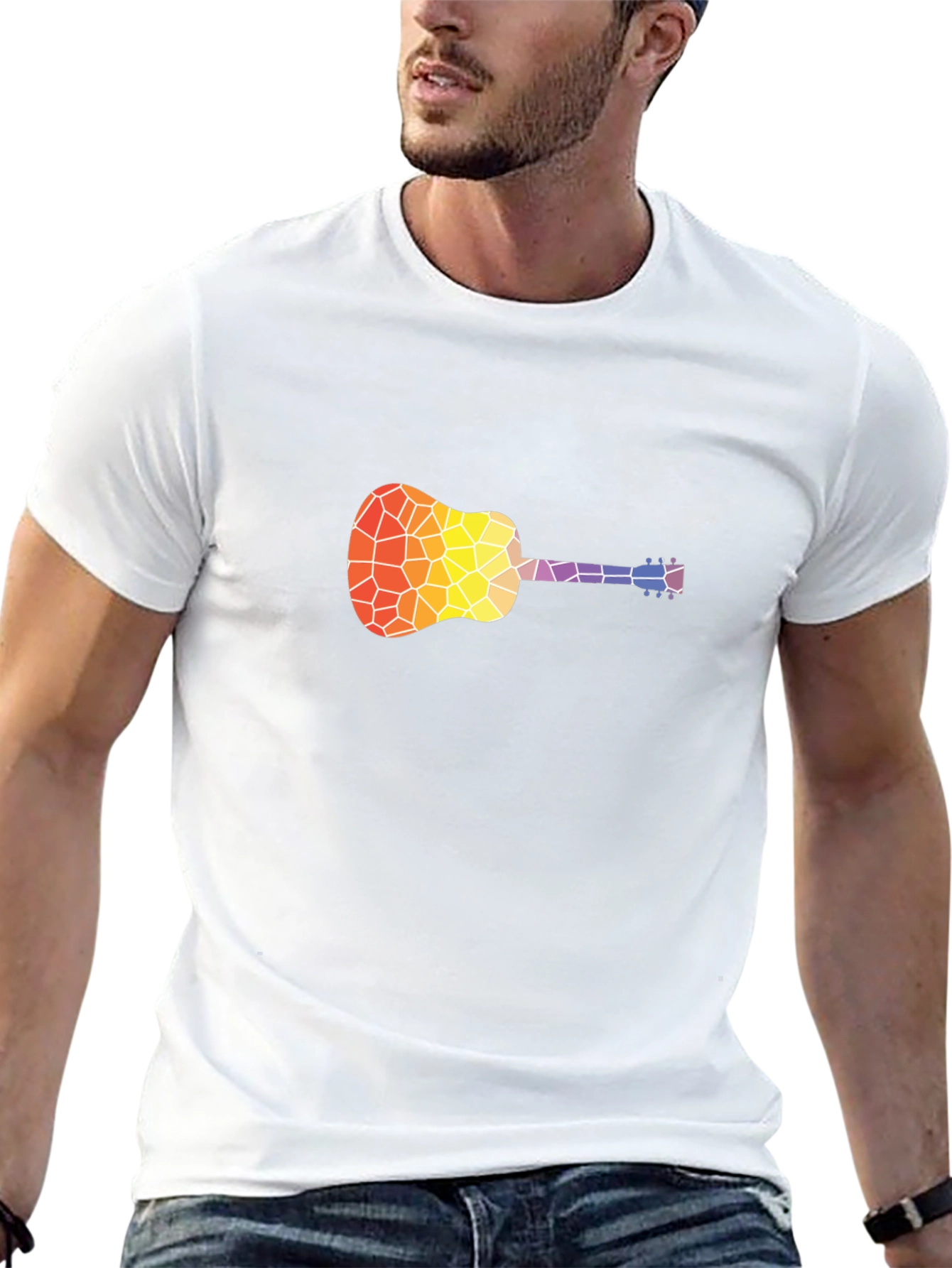 Mosaic Guitar Graphic T-Shirt - Stylish Music Tee