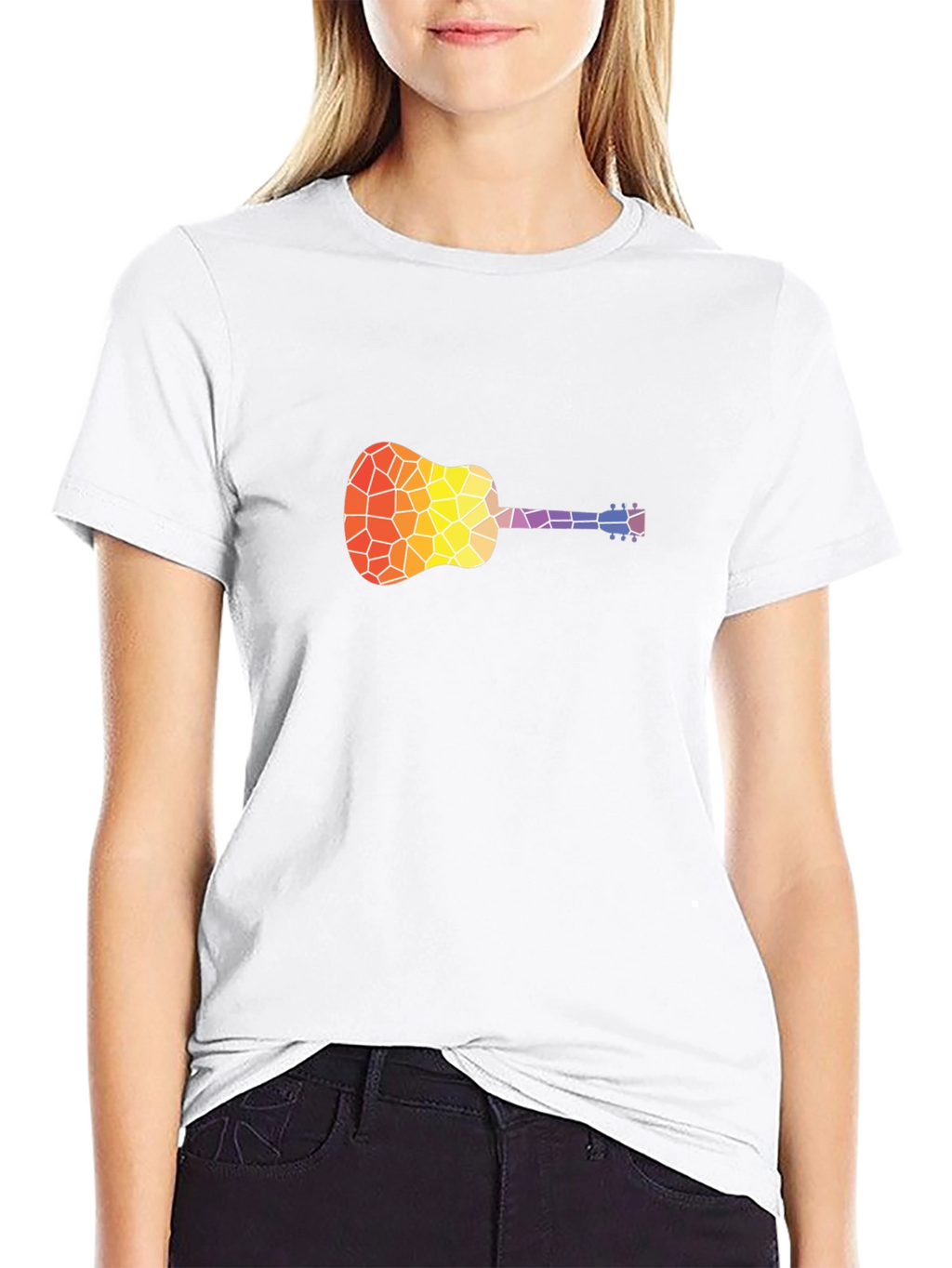 Mosaic Guitar Graphic T-Shirt - Stylish Music Tee