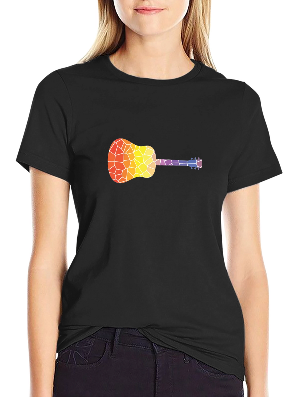Mosaic Guitar Graphic T-Shirt - Stylish Music Tee