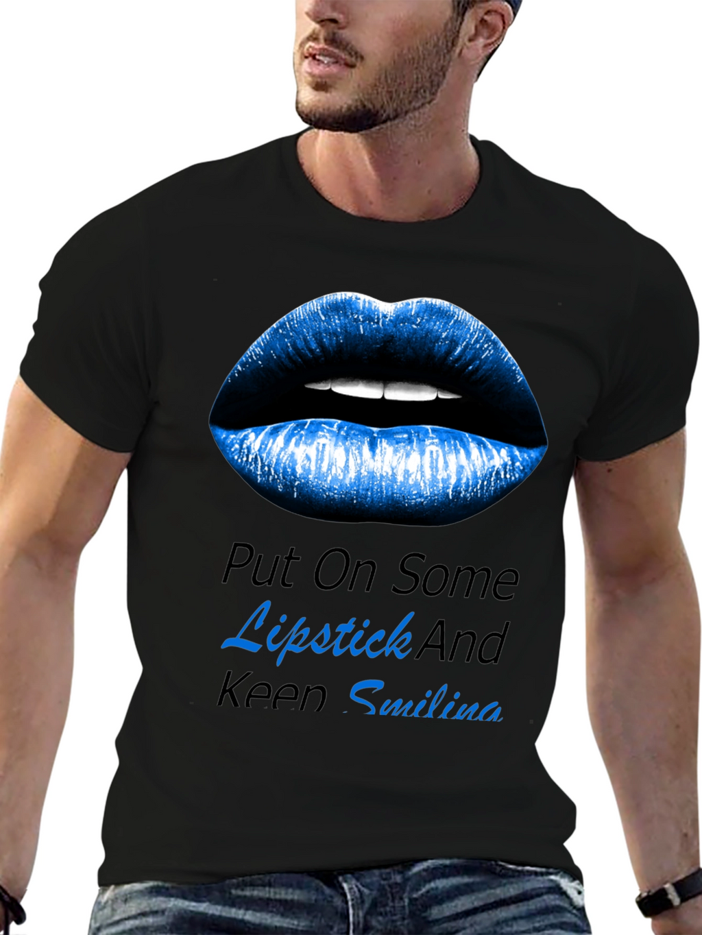 Lipstick and Smiling Graphic T-Shirt