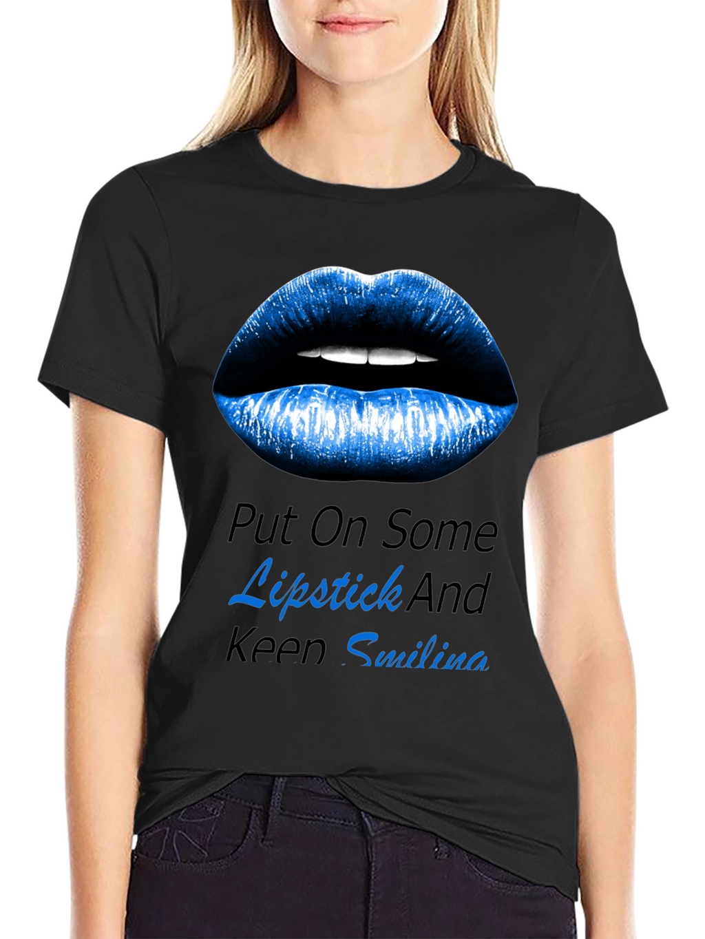 Lipstick and Smiling Graphic T-Shirt