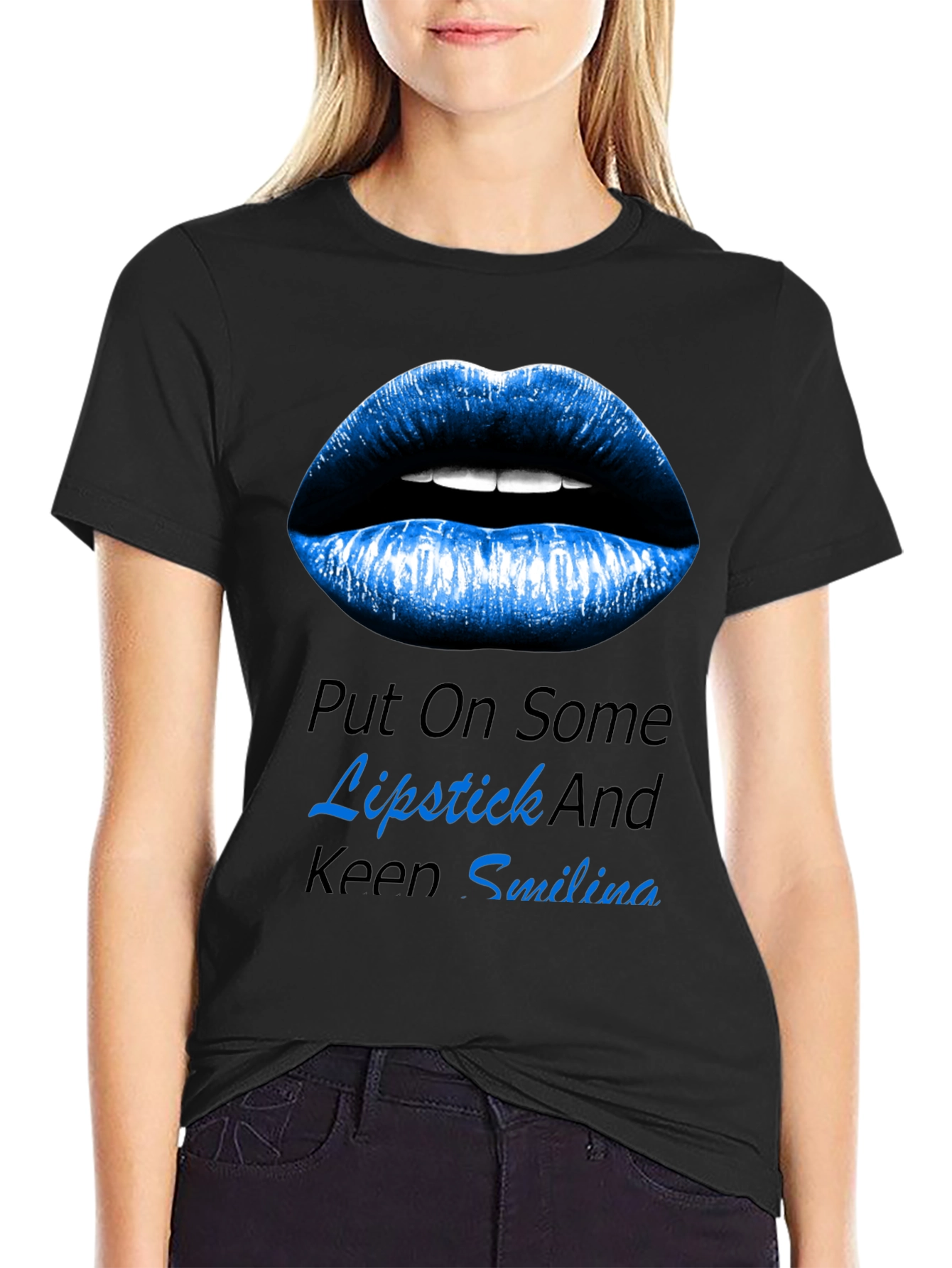 Lipstick and Smiling Graphic T-Shirt