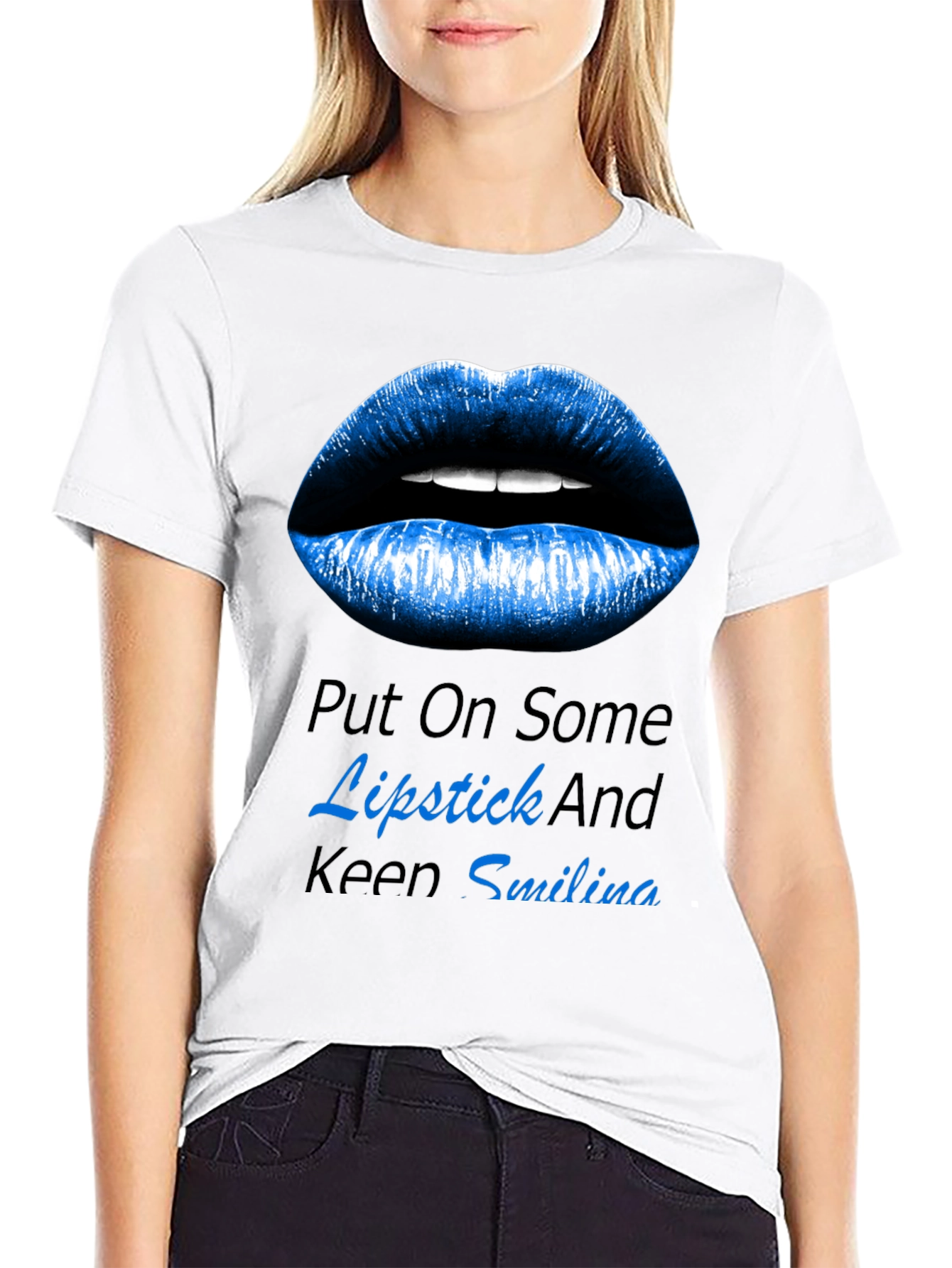Lipstick and Smiling Graphic T-Shirt