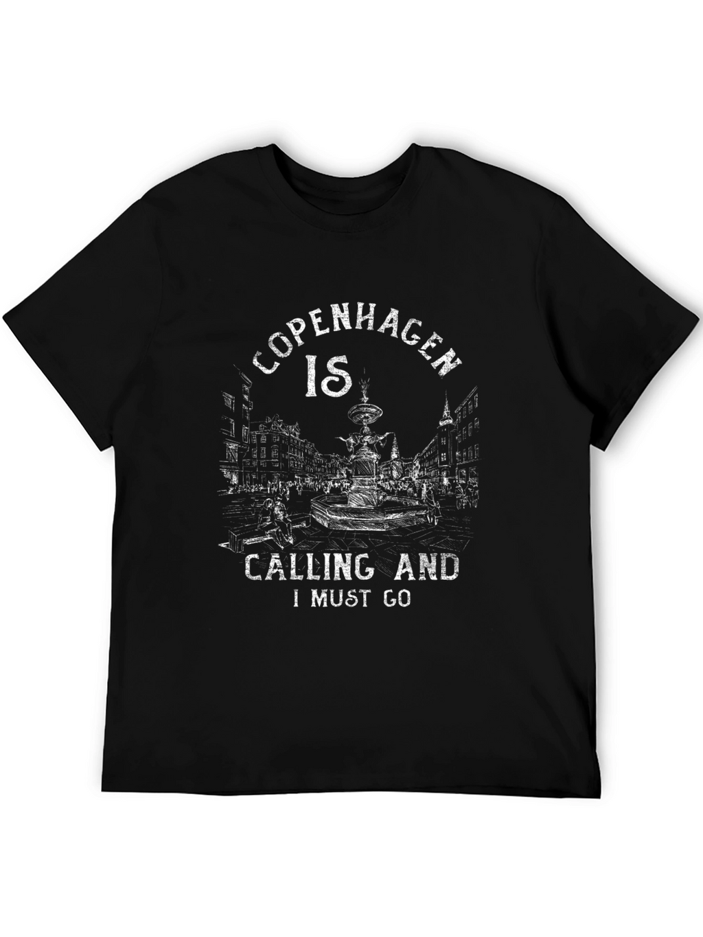 Copenhagen Calling Graphic Tee - Black Cotton T-Shirt
