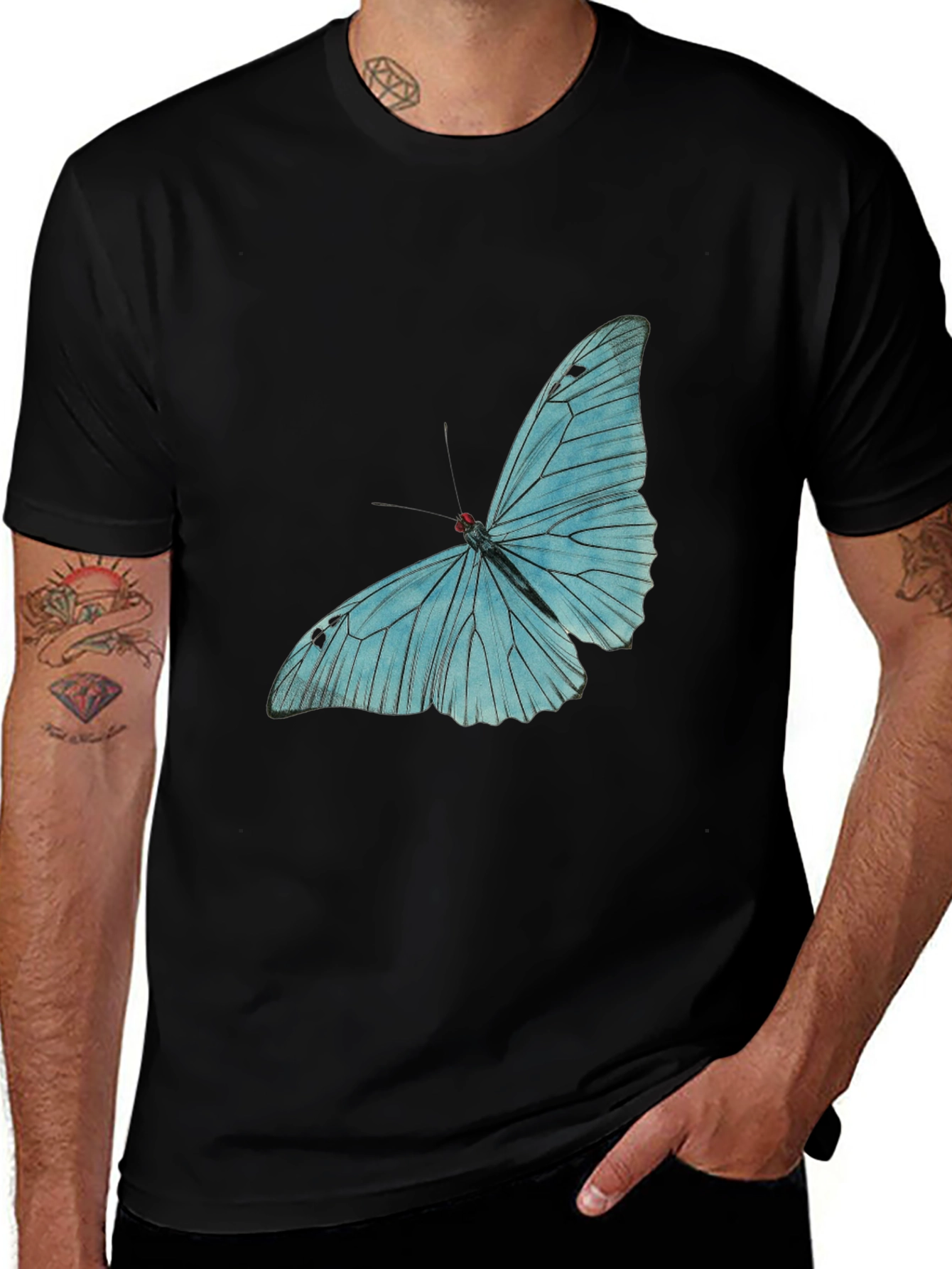 Butterfly Graphic Tee - Black Cotton Comfort