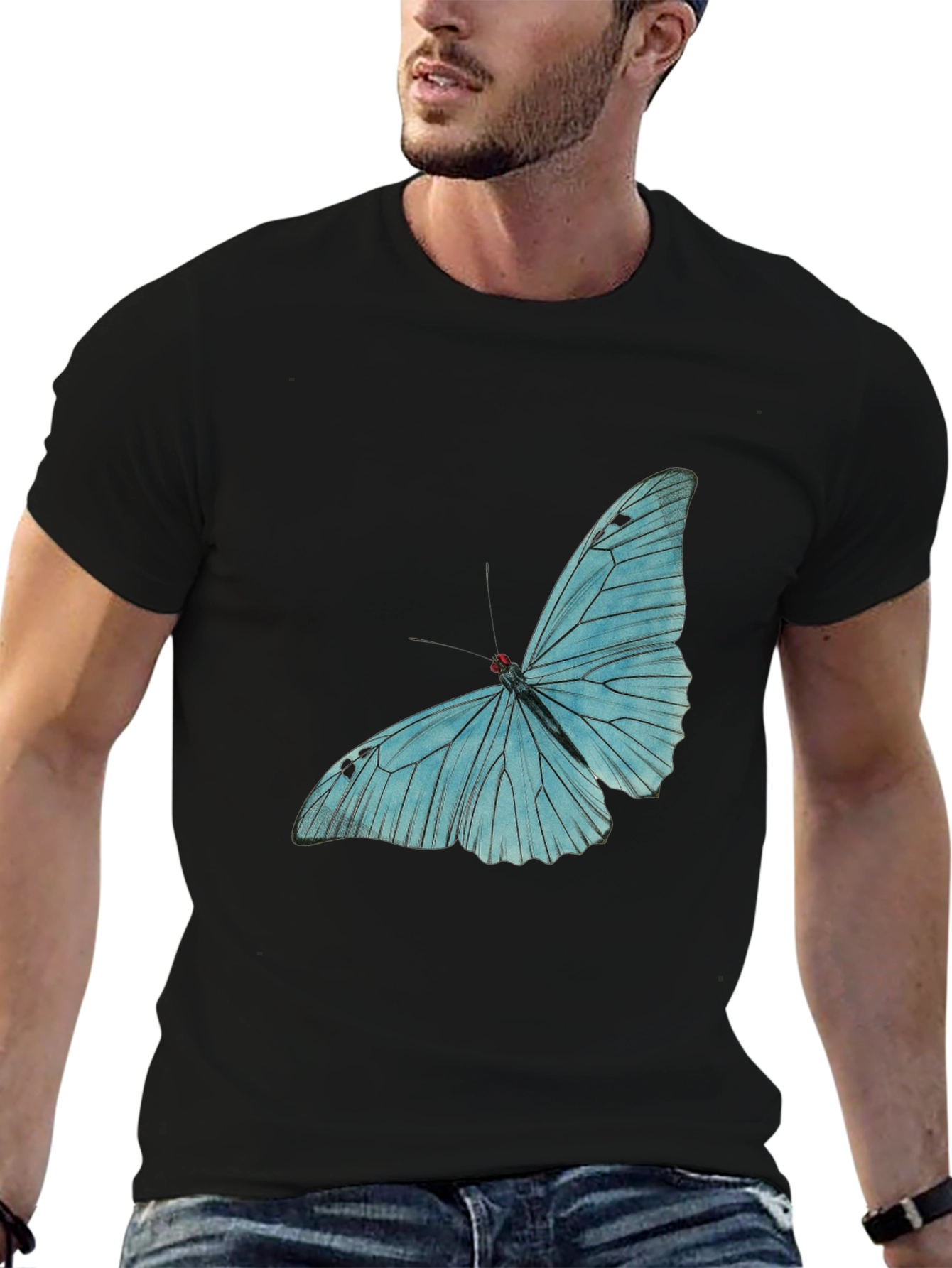 Butterfly Graphic Tee - Black Cotton Comfort
