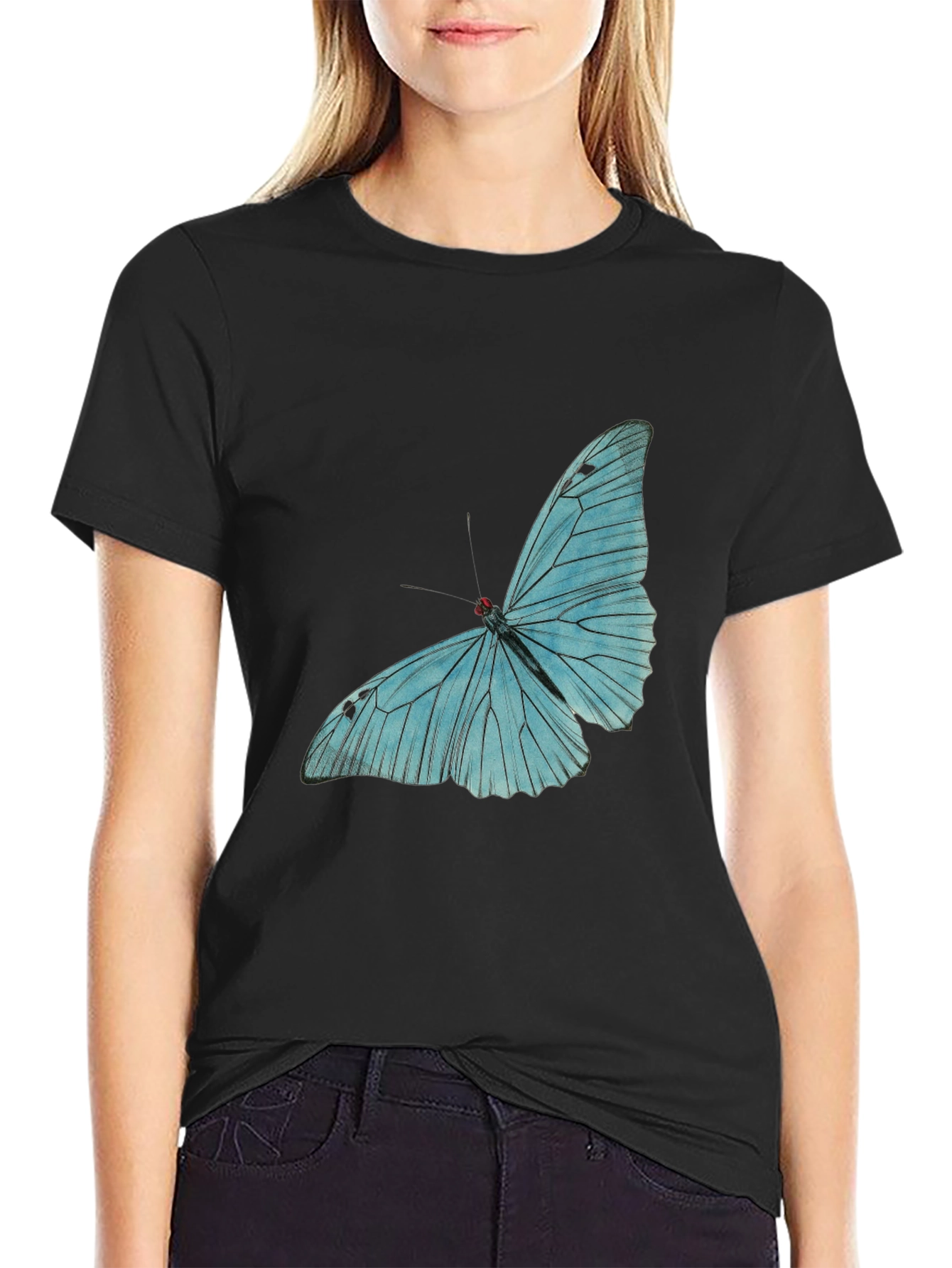Butterfly Graphic Tee - Black Cotton Comfort
