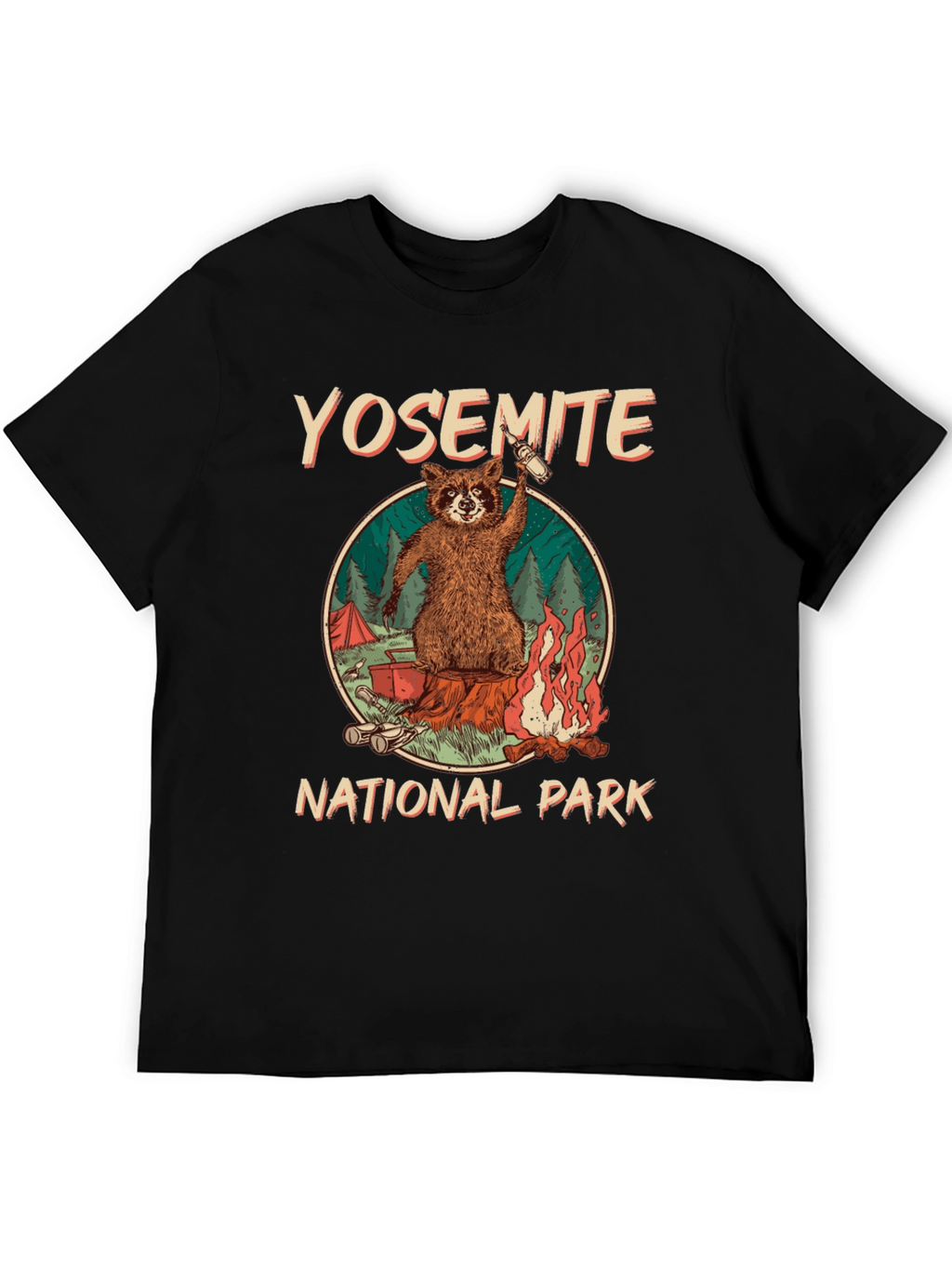 Yosemite National Park Raccoon Camping Graphic T-Shirt