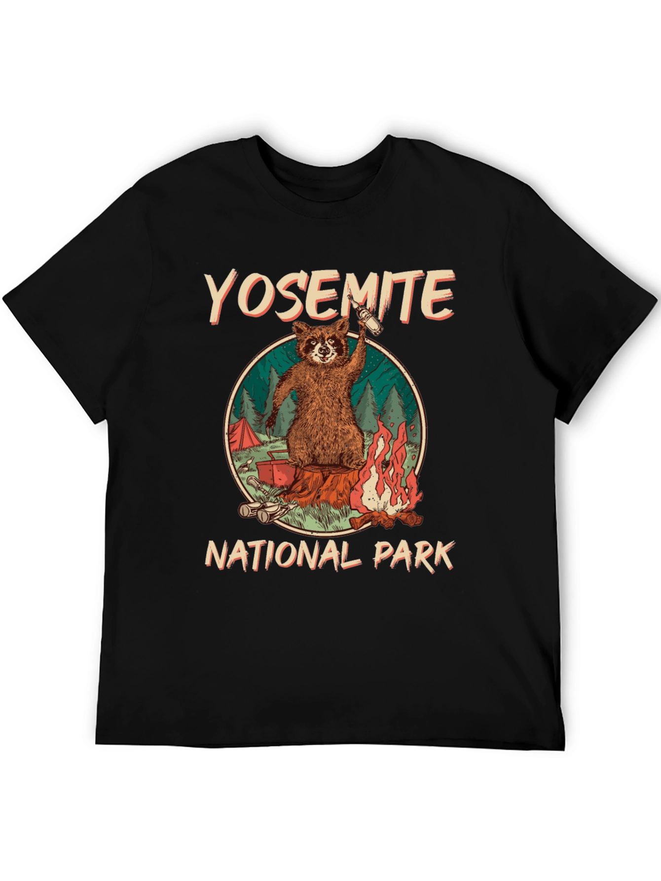 Yosemite National Park Raccoon Camping Graphic T-Shirt