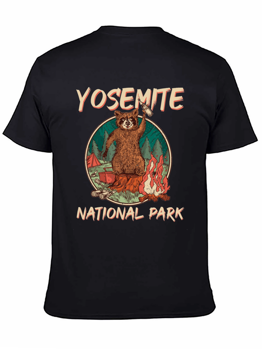 Yosemite National Park Raccoon Camping Graphic T-Shirt