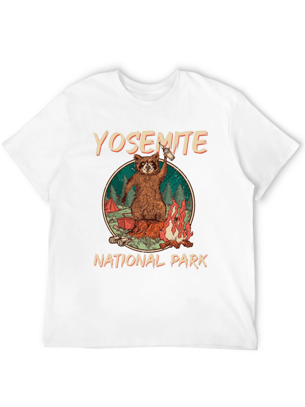 Yosemite National Park Raccoon Camping Graphic T-Shirt