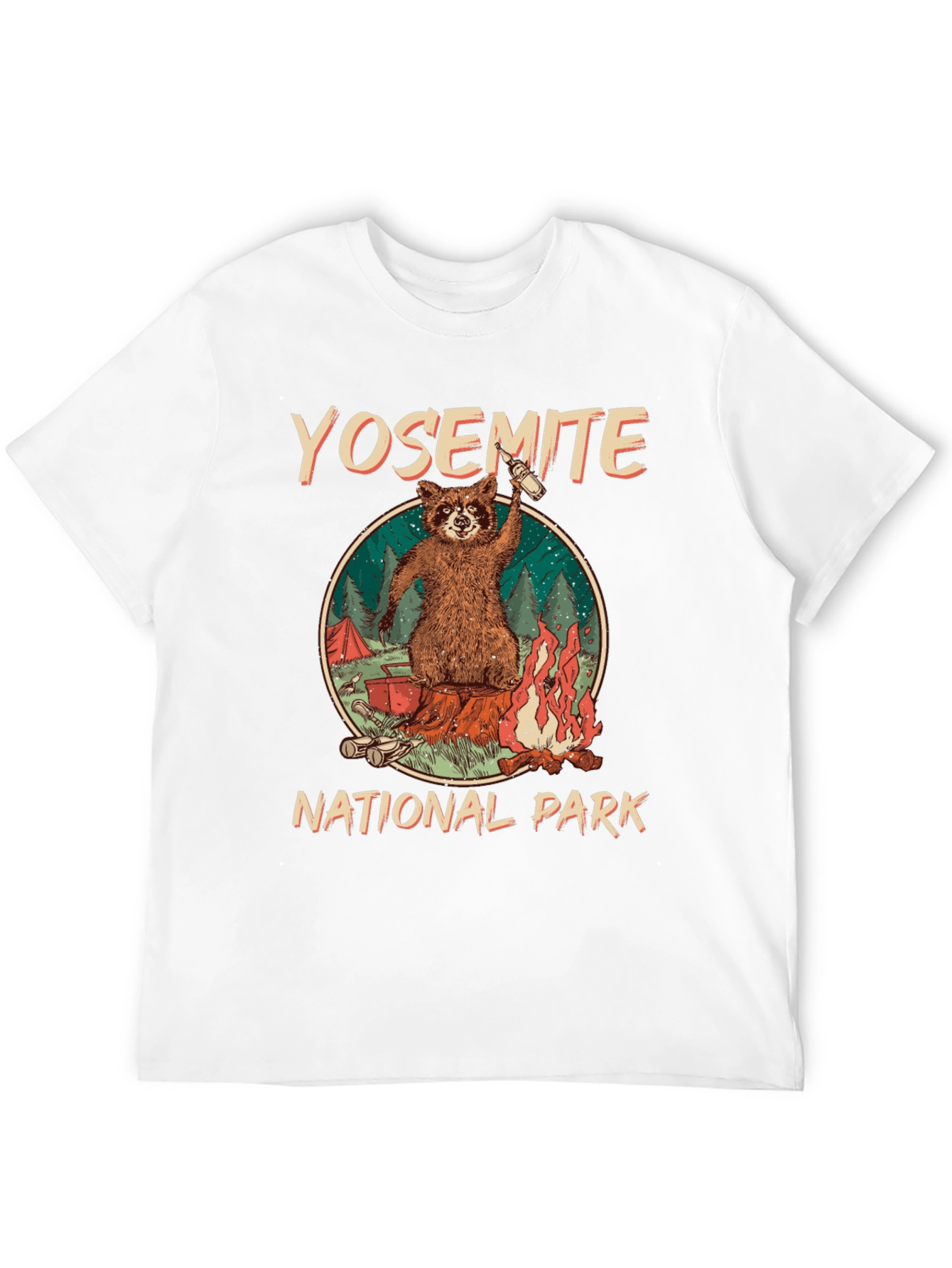 Yosemite National Park Raccoon Camping Graphic T-Shirt