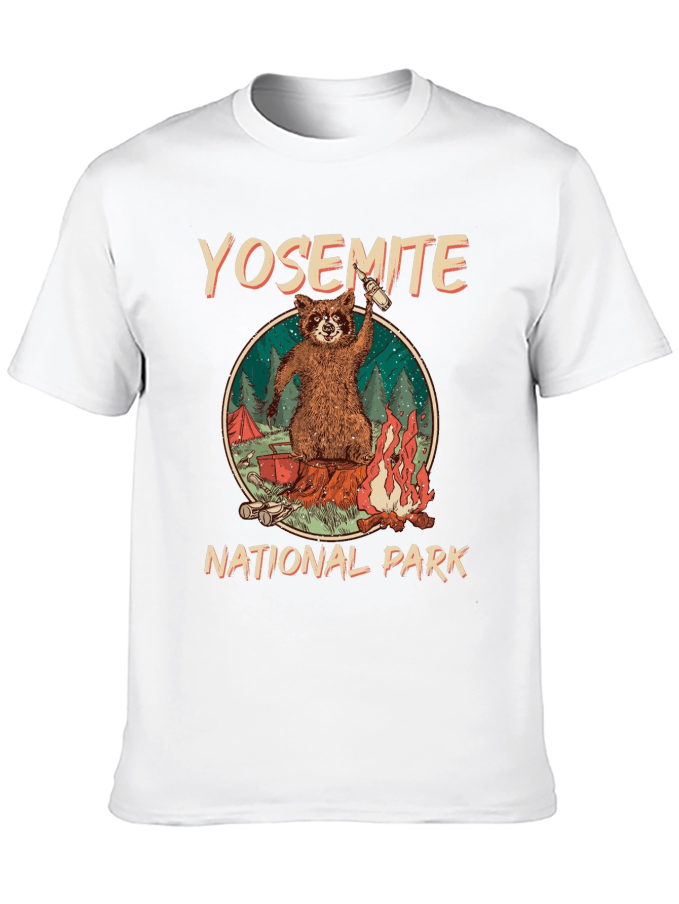 Yosemite National Park Raccoon Camping Graphic T-Shirt