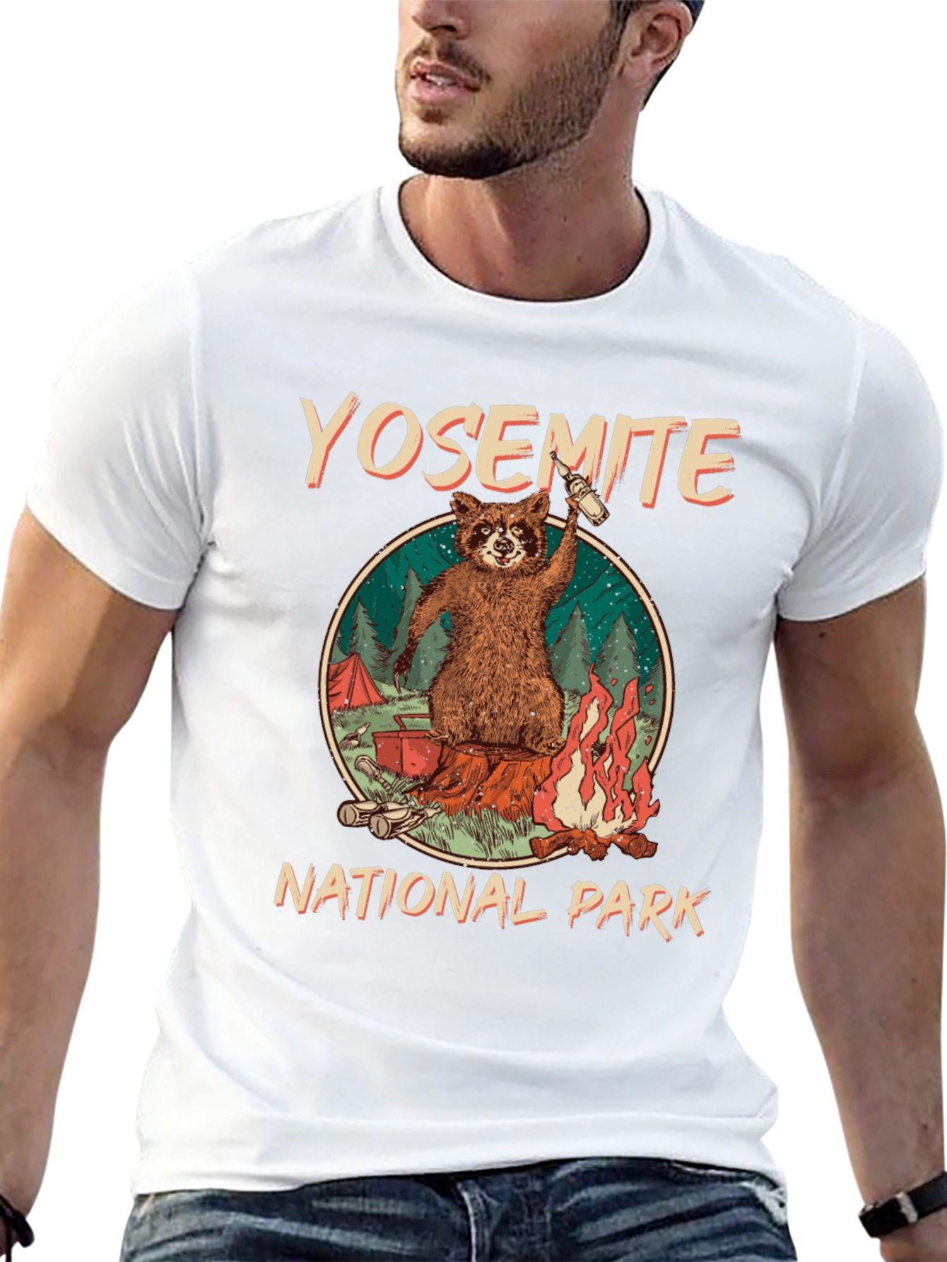 Yosemite National Park Raccoon Camping Graphic T-Shirt