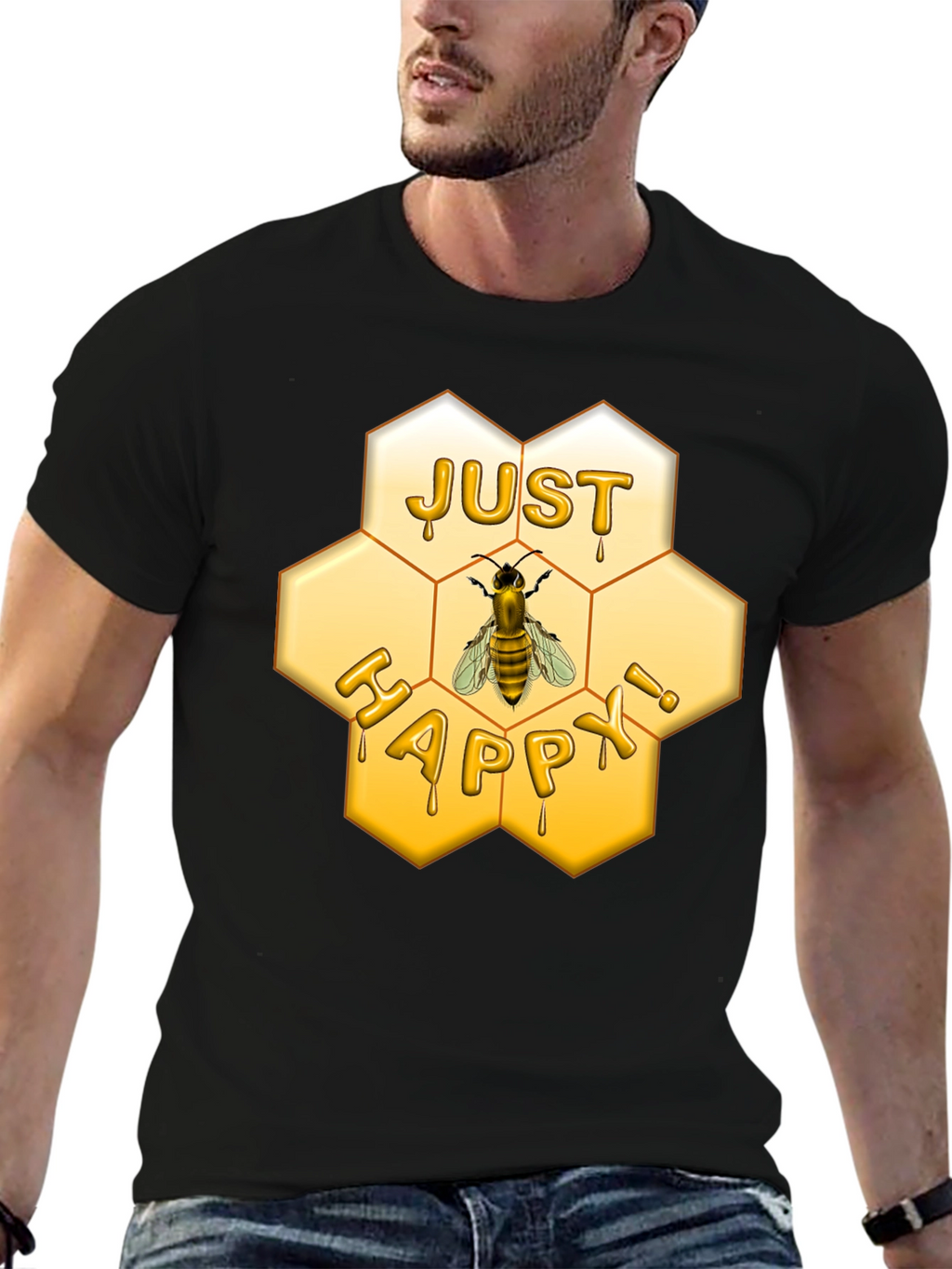 Just Happy Bee Honeycomb T-Shirt